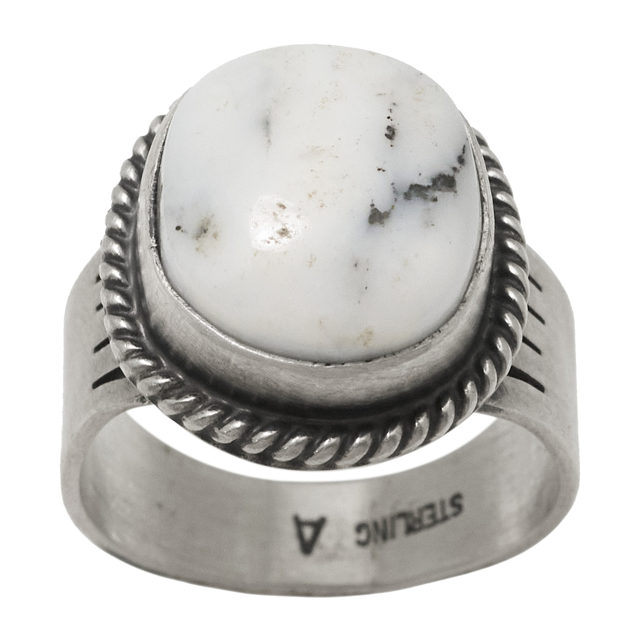 White Buffalo and silver Navajo ring BA1840 - Harpo Paris