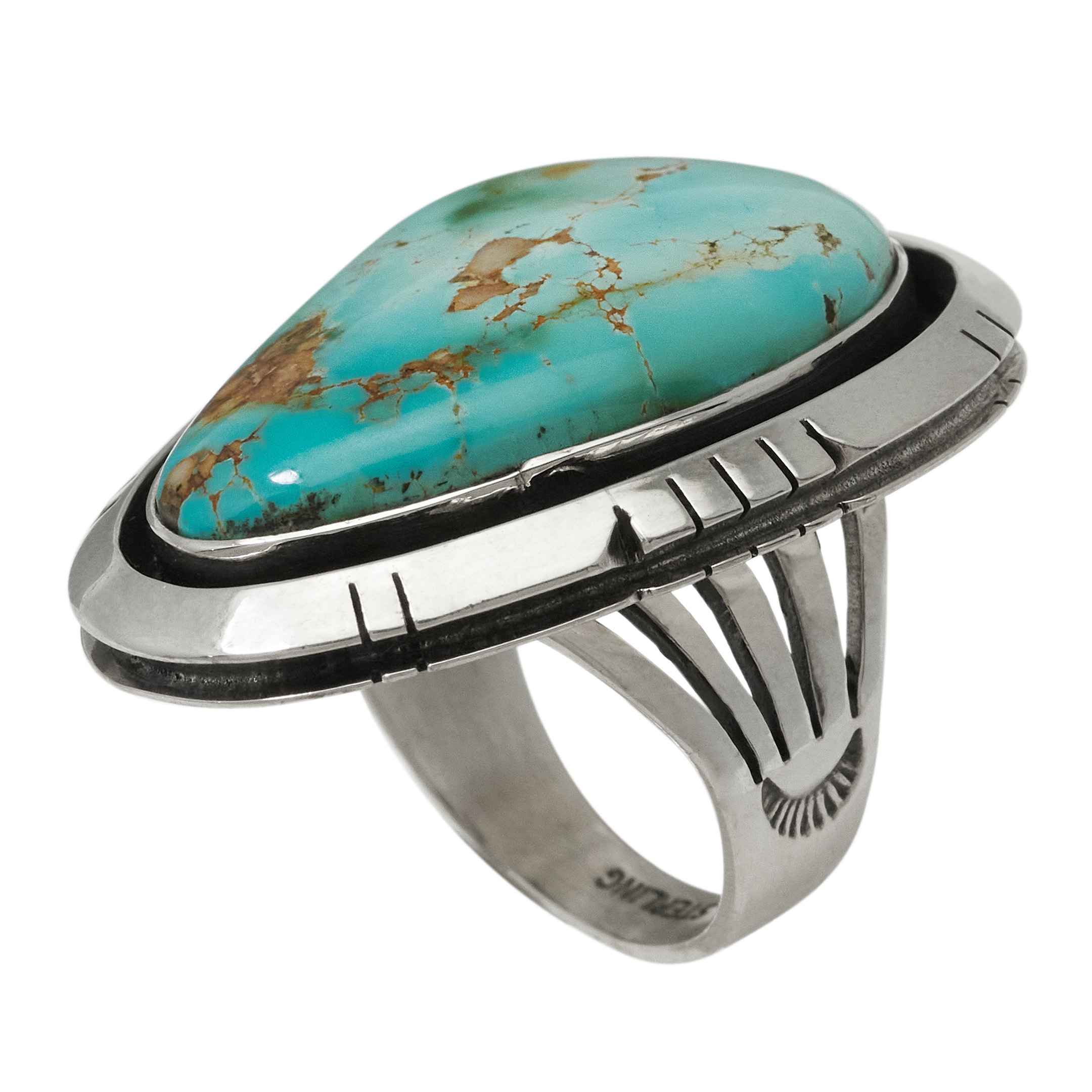 Turquoise and silver ring BA1854 - Harpo Paris