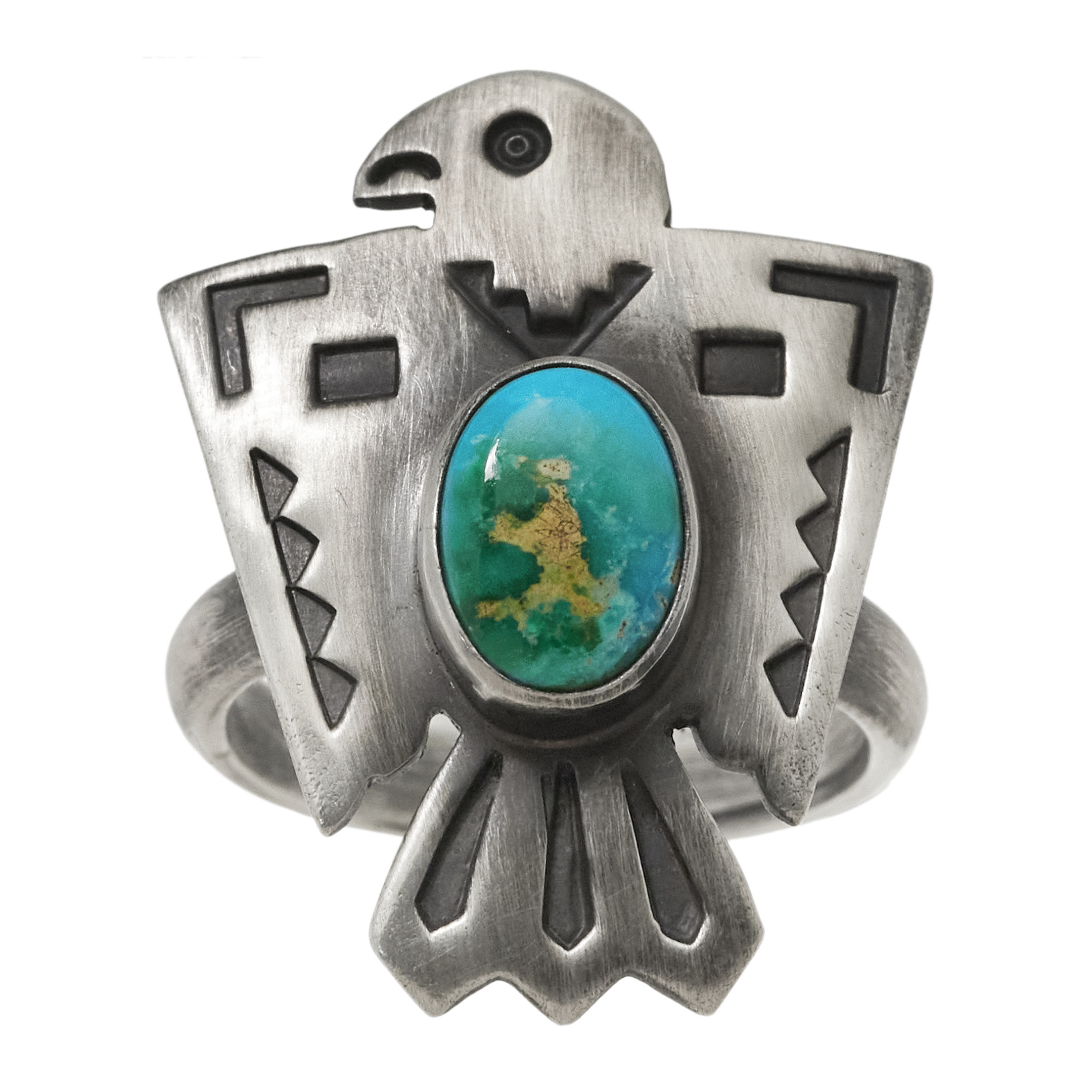 Bague Thunderbird turquoise et argent BA1864 - Harpo Paris