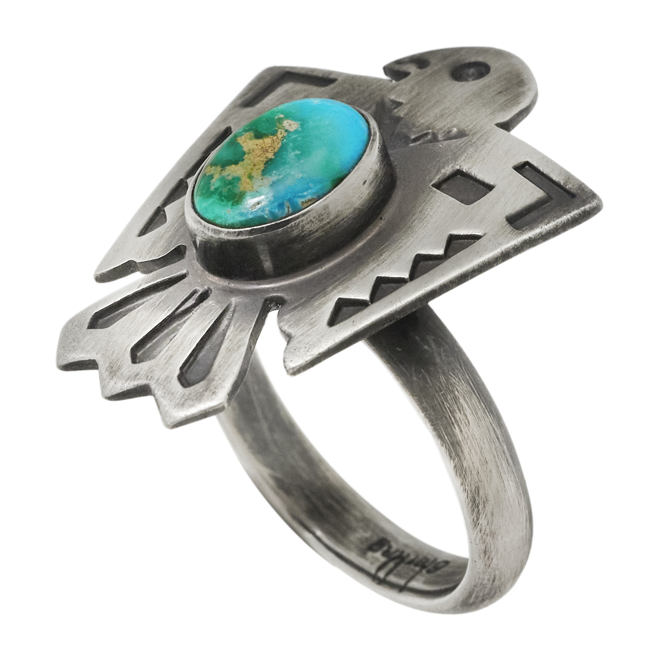Thunderbird Turquoise and Silver Ring BA1864 - Harpo Paris
