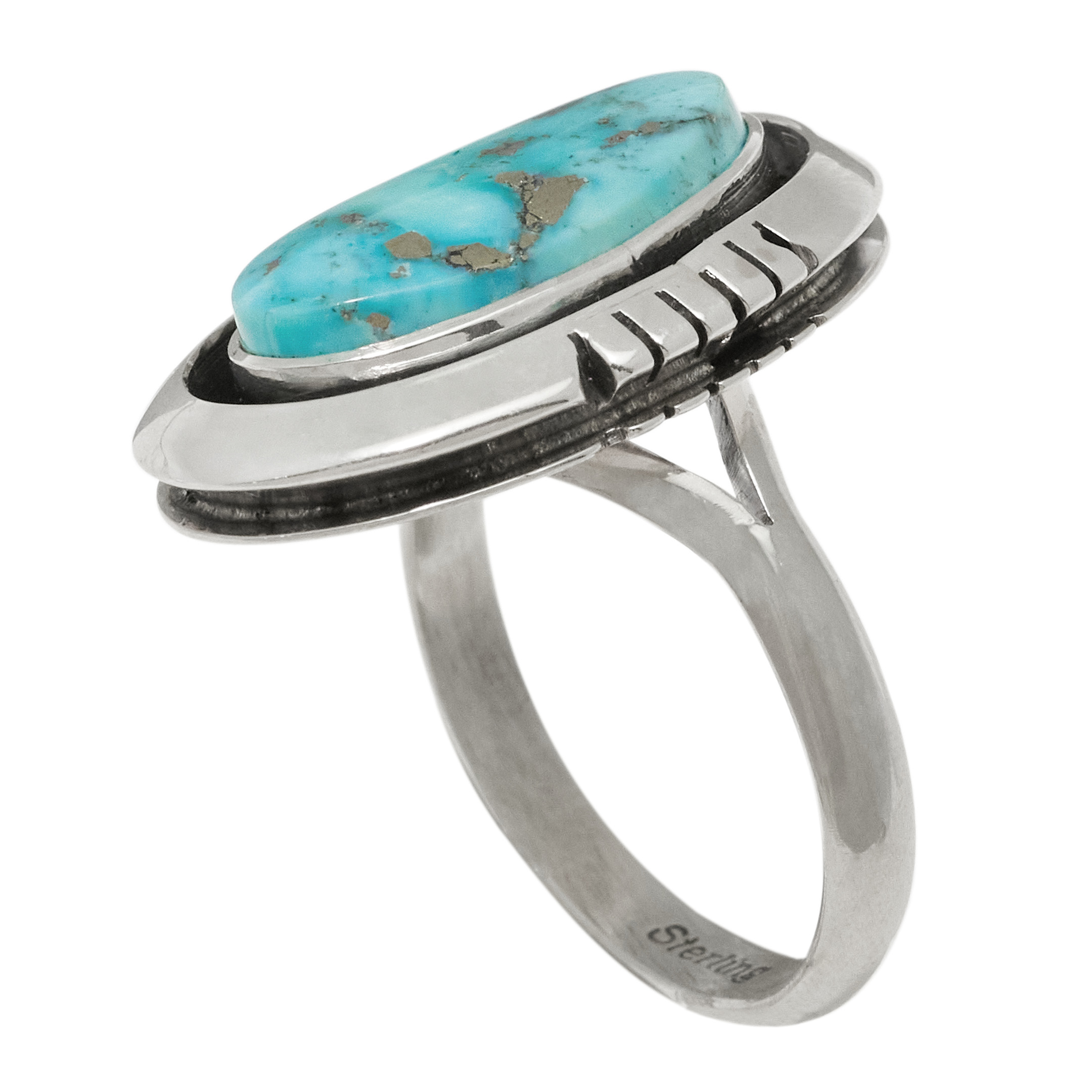 Turquoise and silver ring BA1874 - Harpo Paris