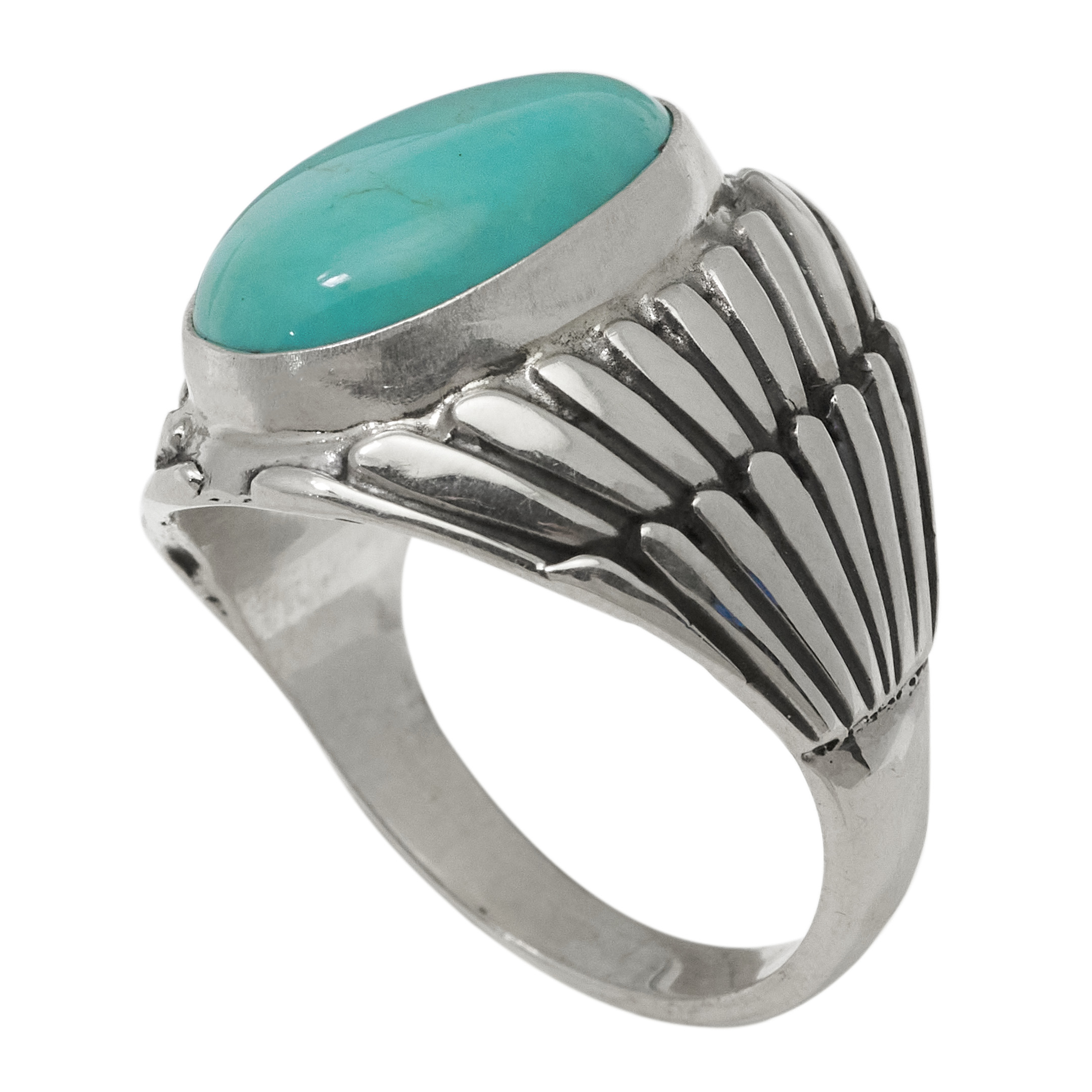 Navajo Turquoise and Silver Ring BA1876 - Harpo Paris
