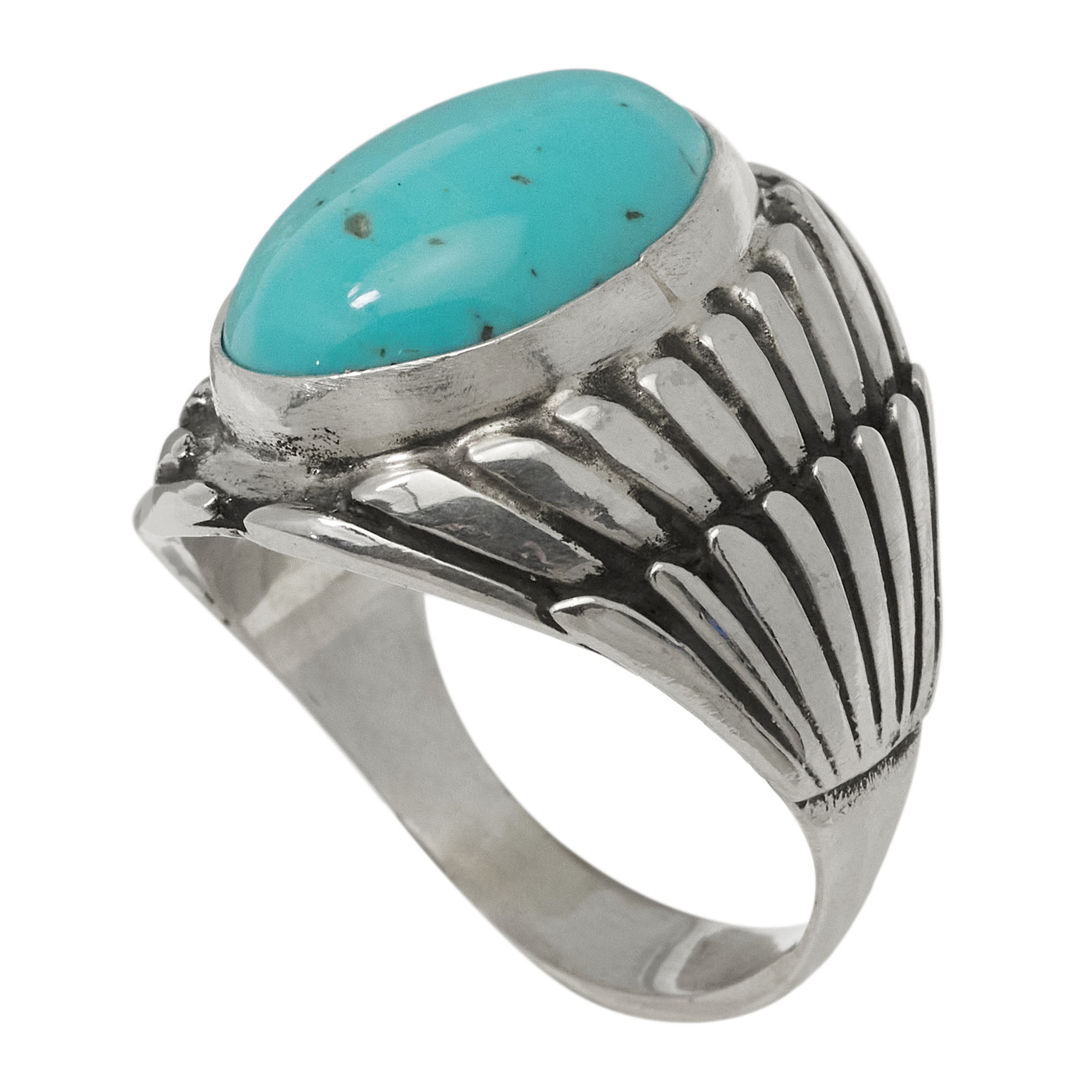 Navajo Turquoise and Silver Ring BA1876 - Harpo Paris