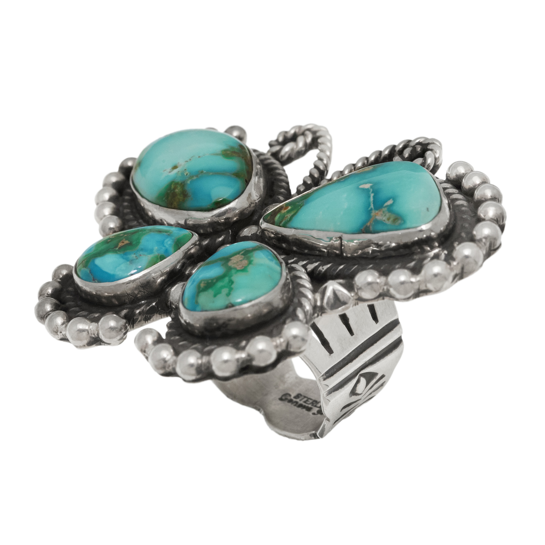 Turquoise and silver ring BA1885 - Harpo Paris