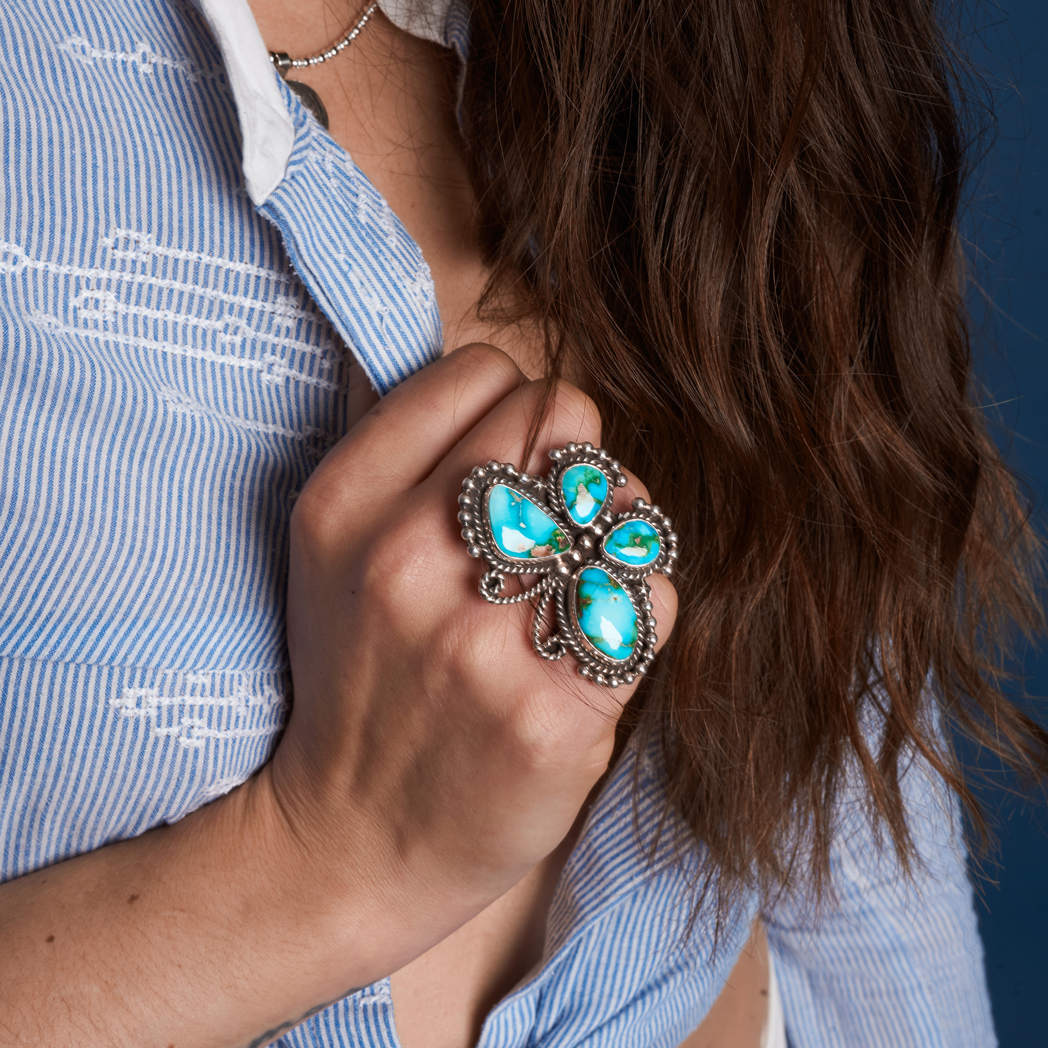 Turquoise and silver ring BA1885 - Harpo Paris