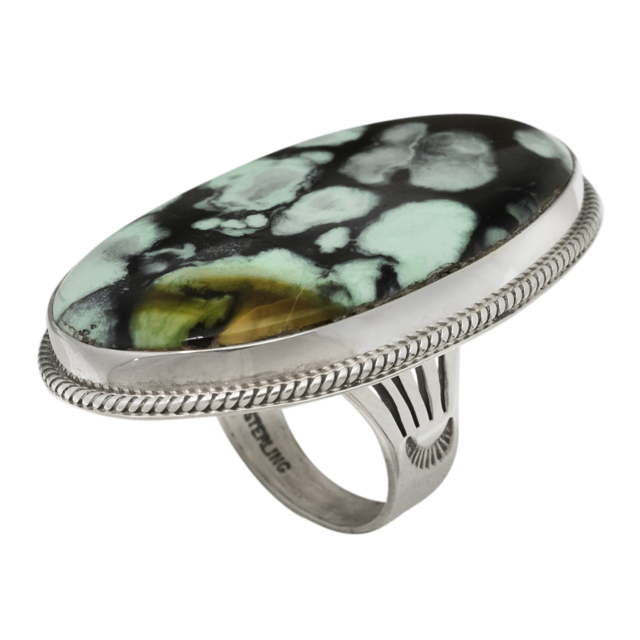 Variscite and silver Navajo ring for women  BA1886 - Harpo Paris