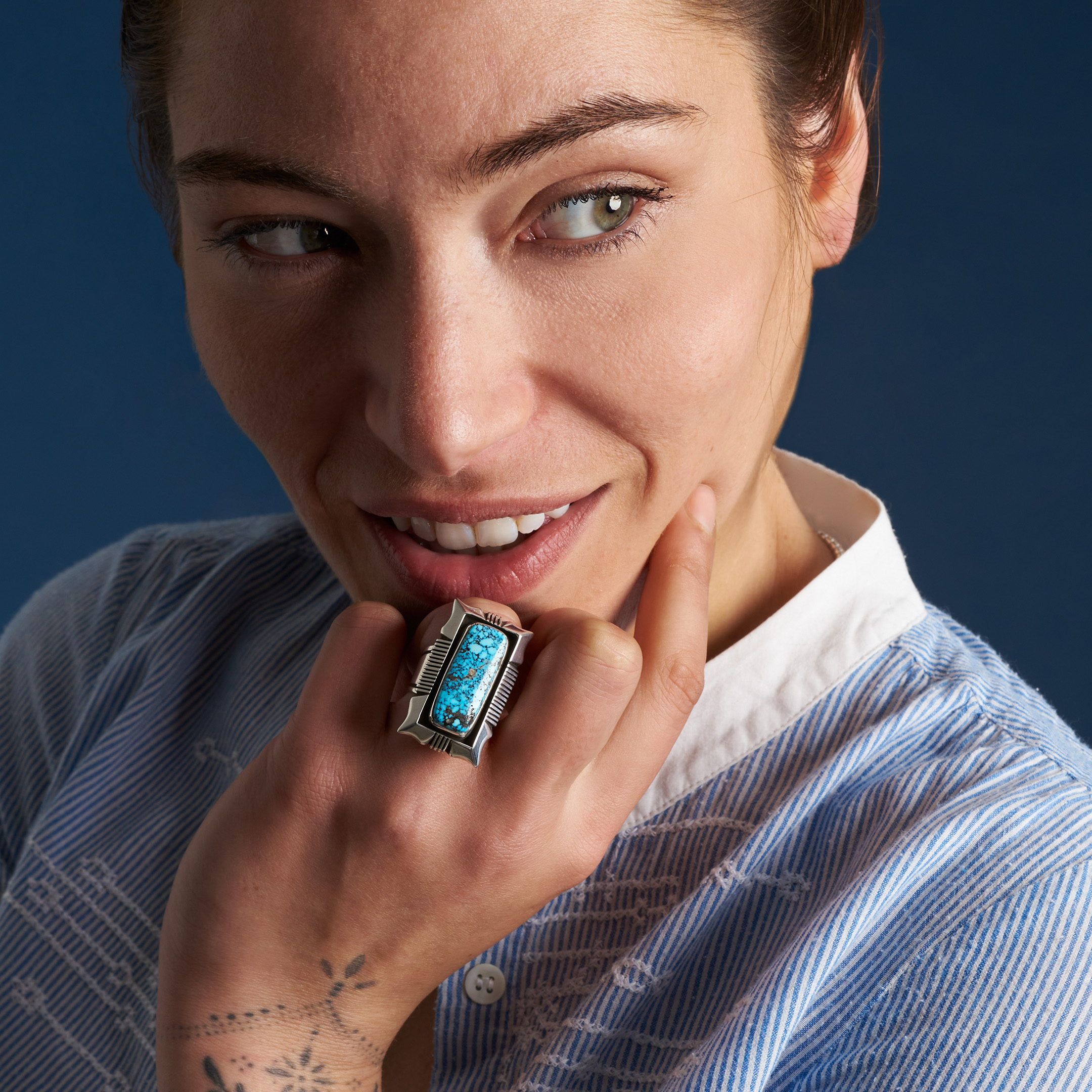 Bague turquoise et argent BA1887 - Harpo Paris