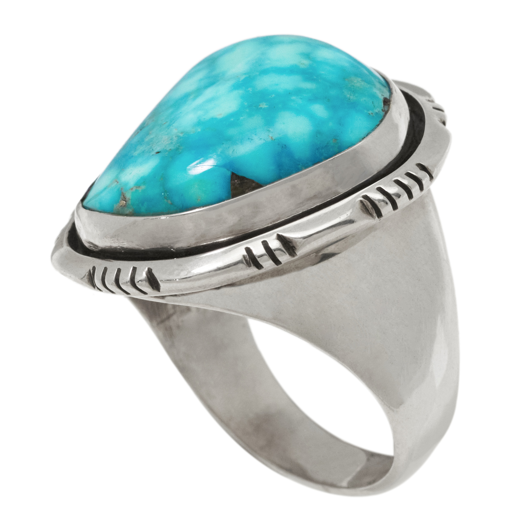 Navajo Turquoise and Silver Ring for Men BA1890 - Harpo Paris