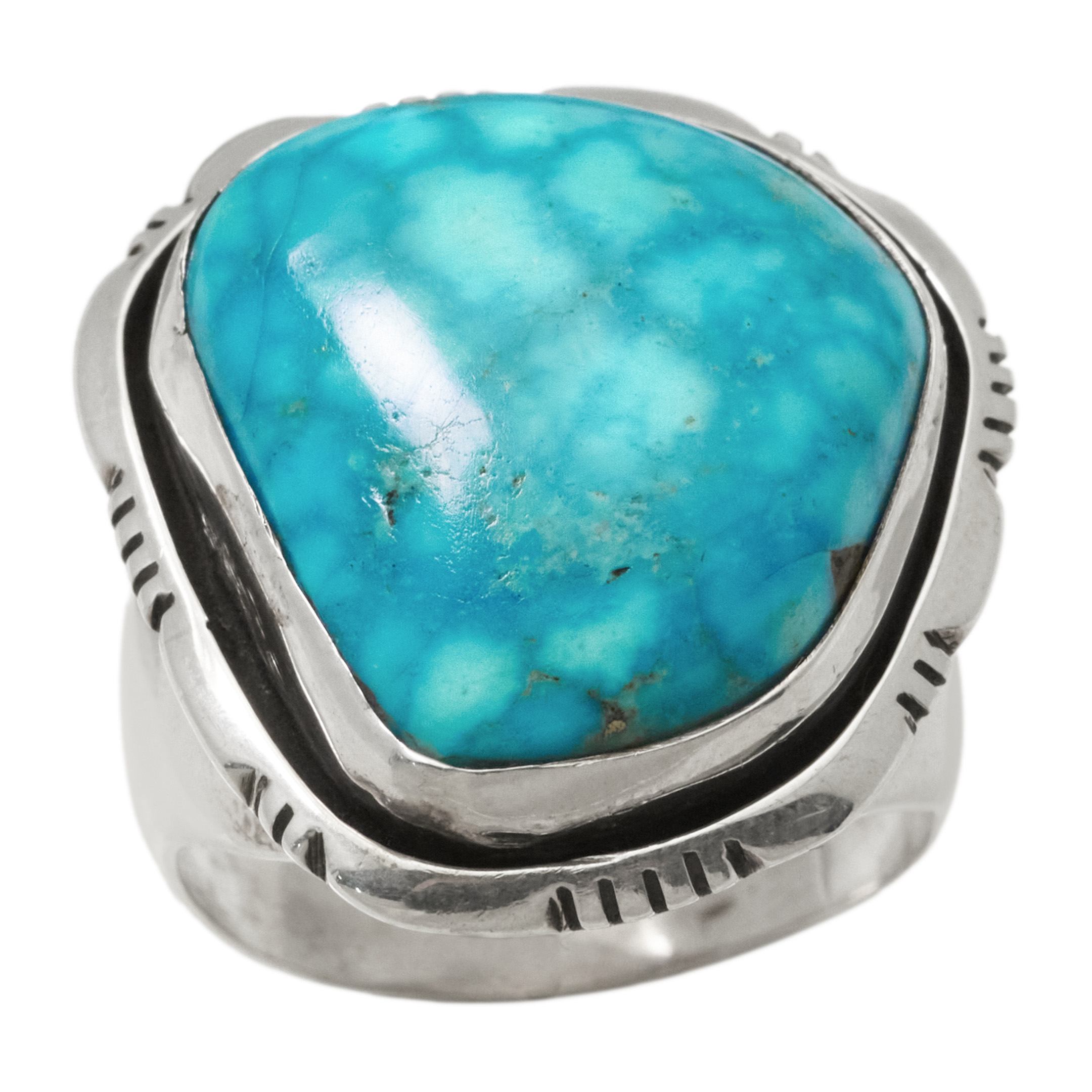 Navajo Turquoise and Silver Ring for Men BA1890 - Harpo Paris