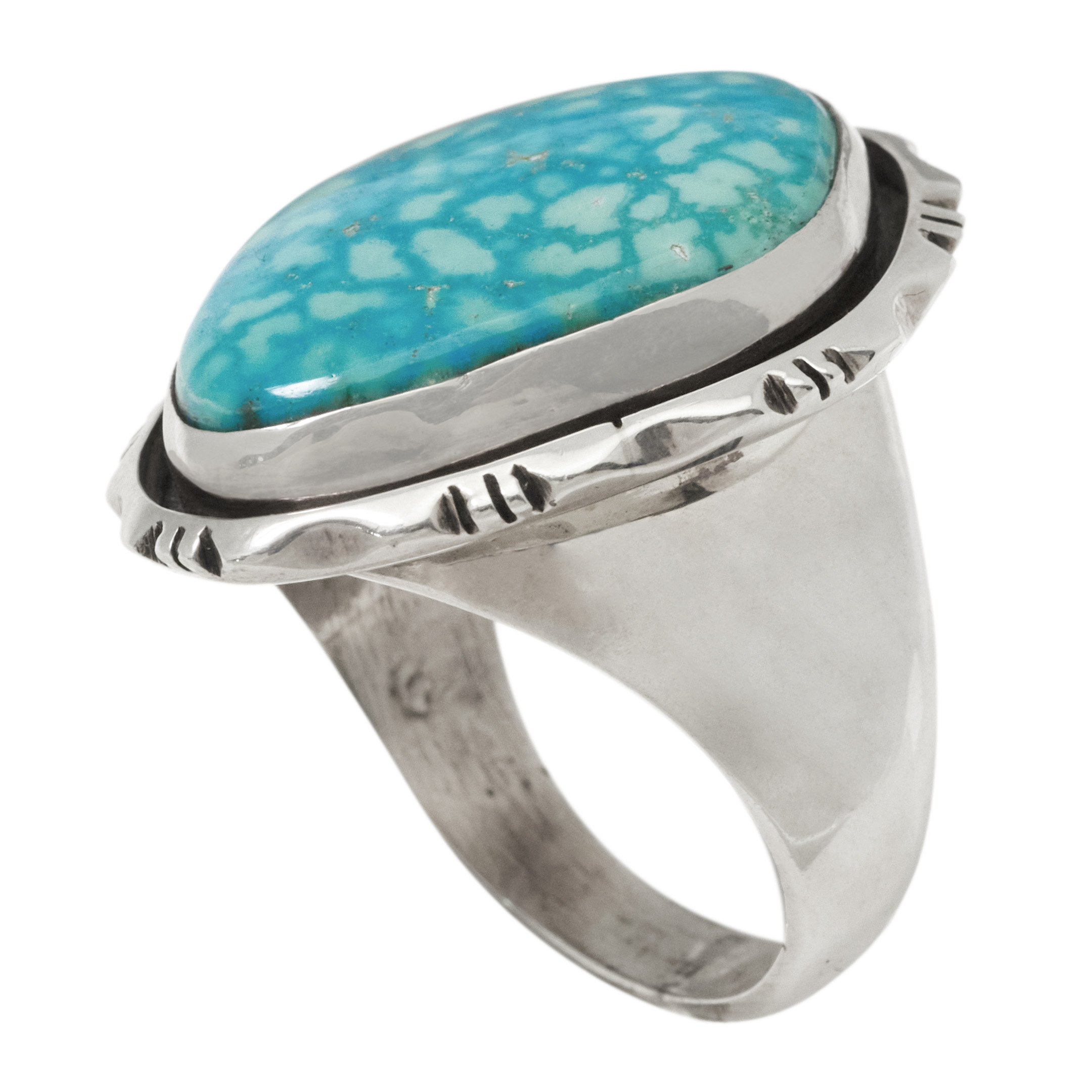 Navajo Turquoise and Silver Ring for Men BA1889 - Harpo Paris