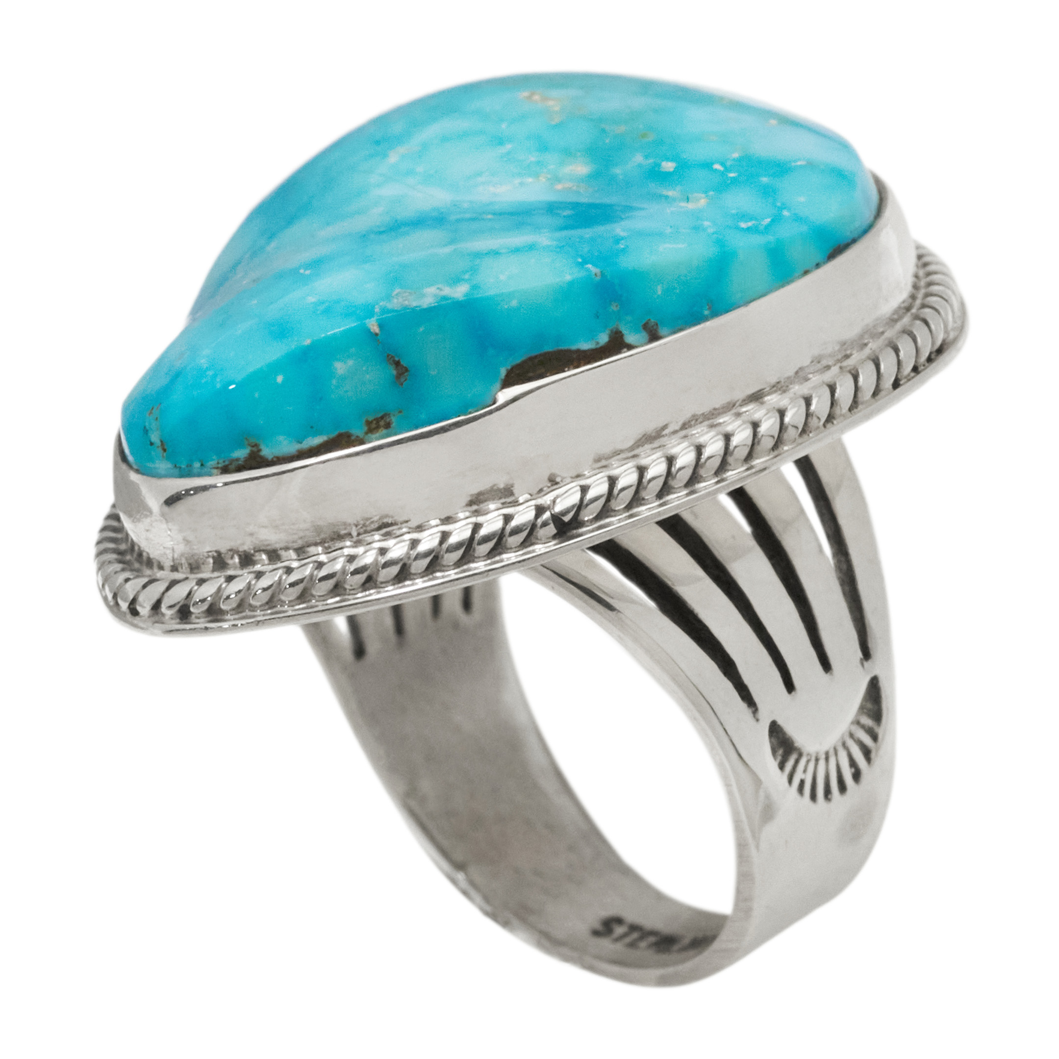 Turquoise and silver ring BA1906 - Harpo Paris