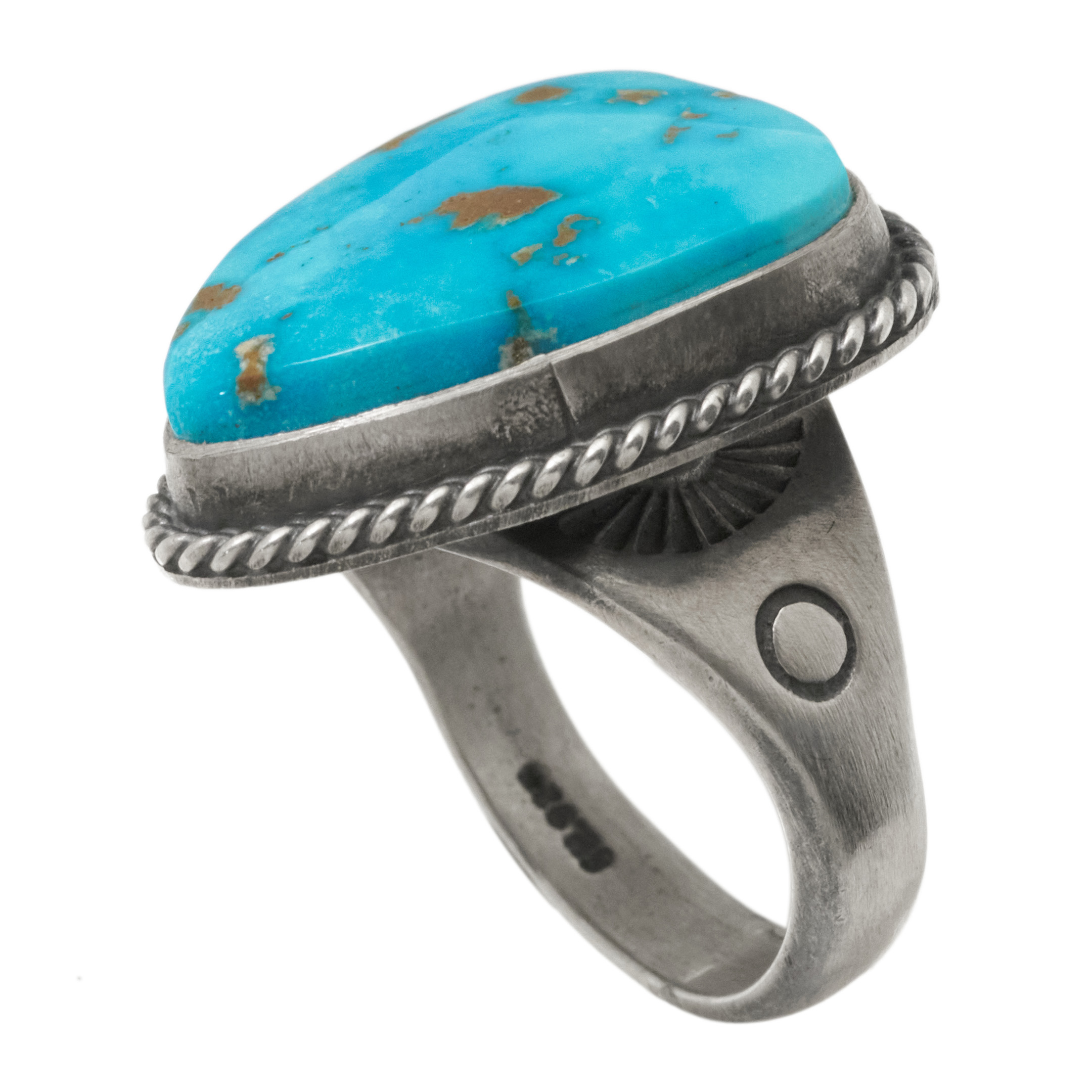 Navajo Ring for Men BA1911 in Turquoise and Silver - Harpo Paris