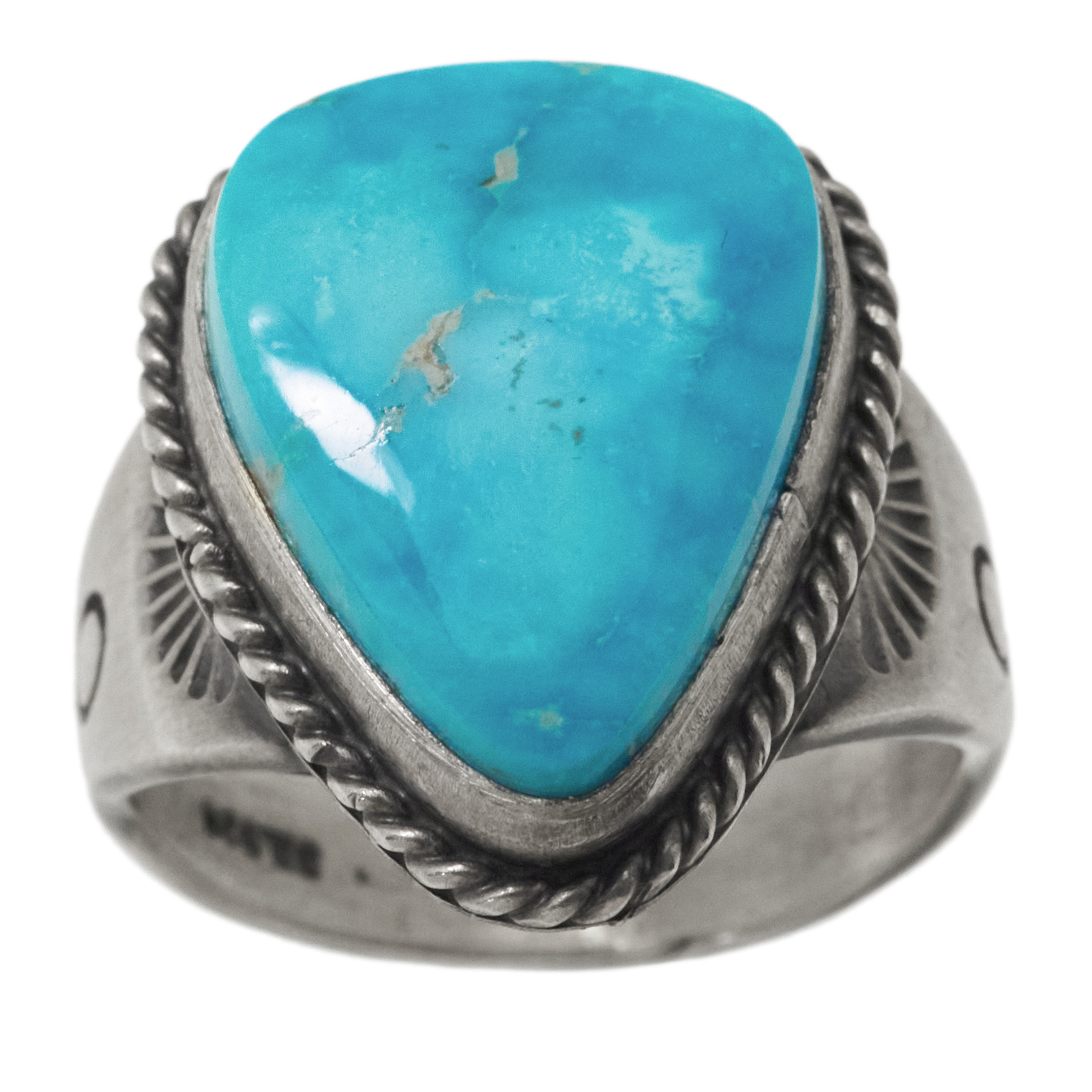 Bague Navajo pour homme BA1913 en turquoise et argent - Harpo Paris