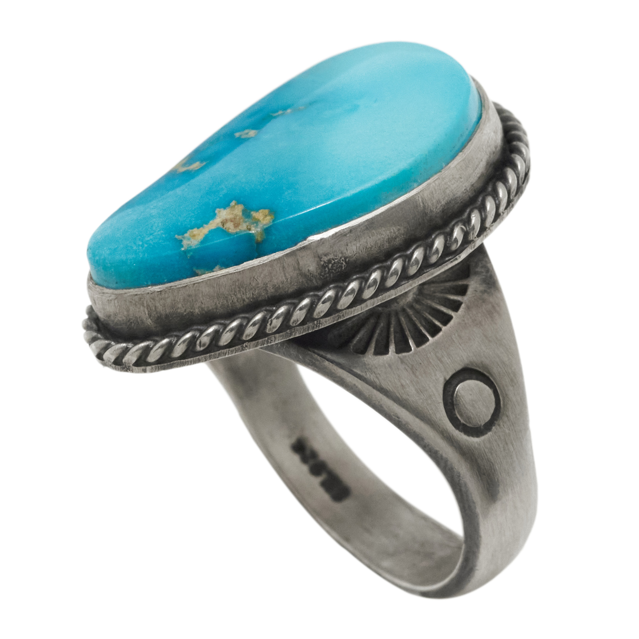 Bague Navajo pour homme BA1912 en turquoise et argent - Harpo Paris