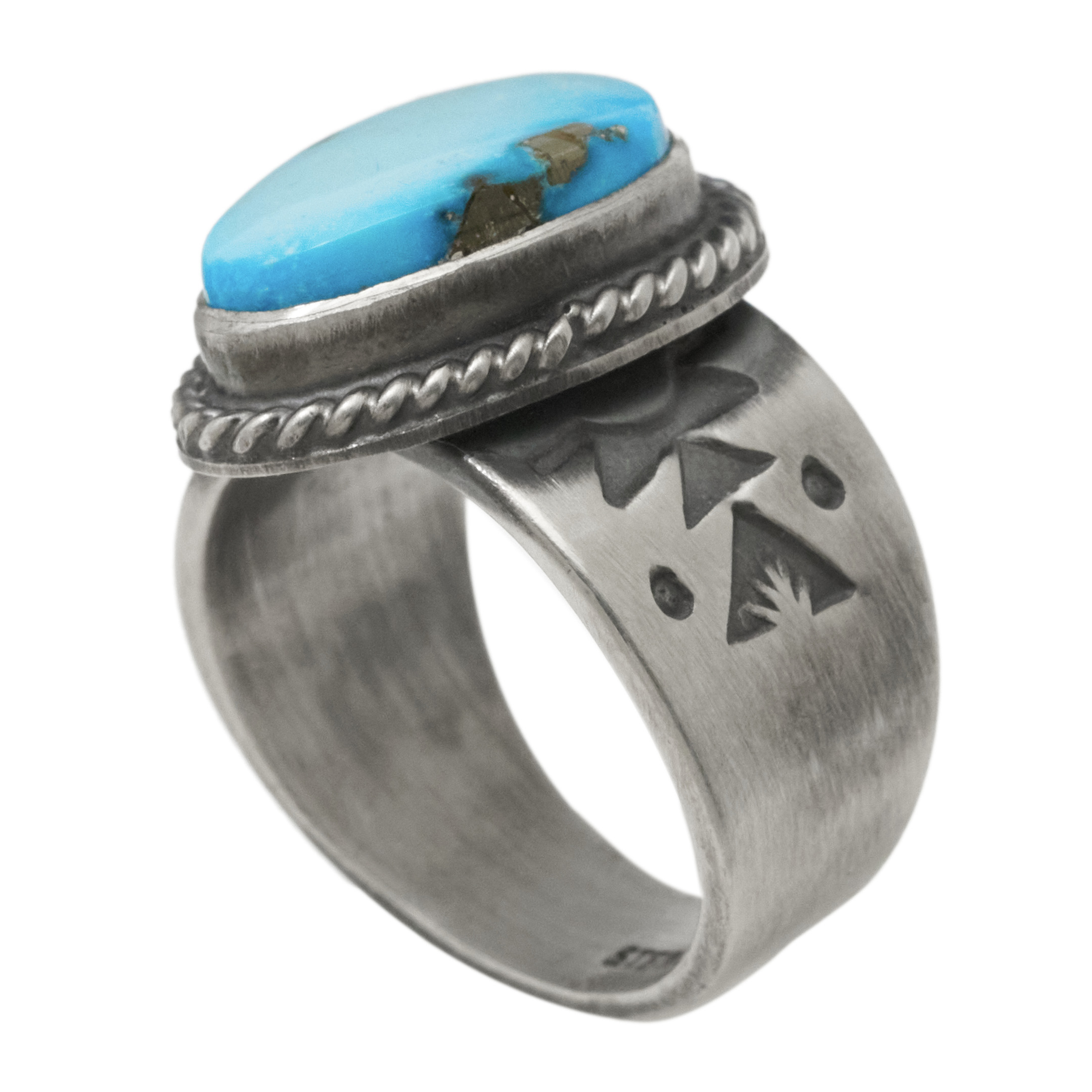 Bague Navajo pour homme BA1917 en turquoise et argent - Harpo Paris