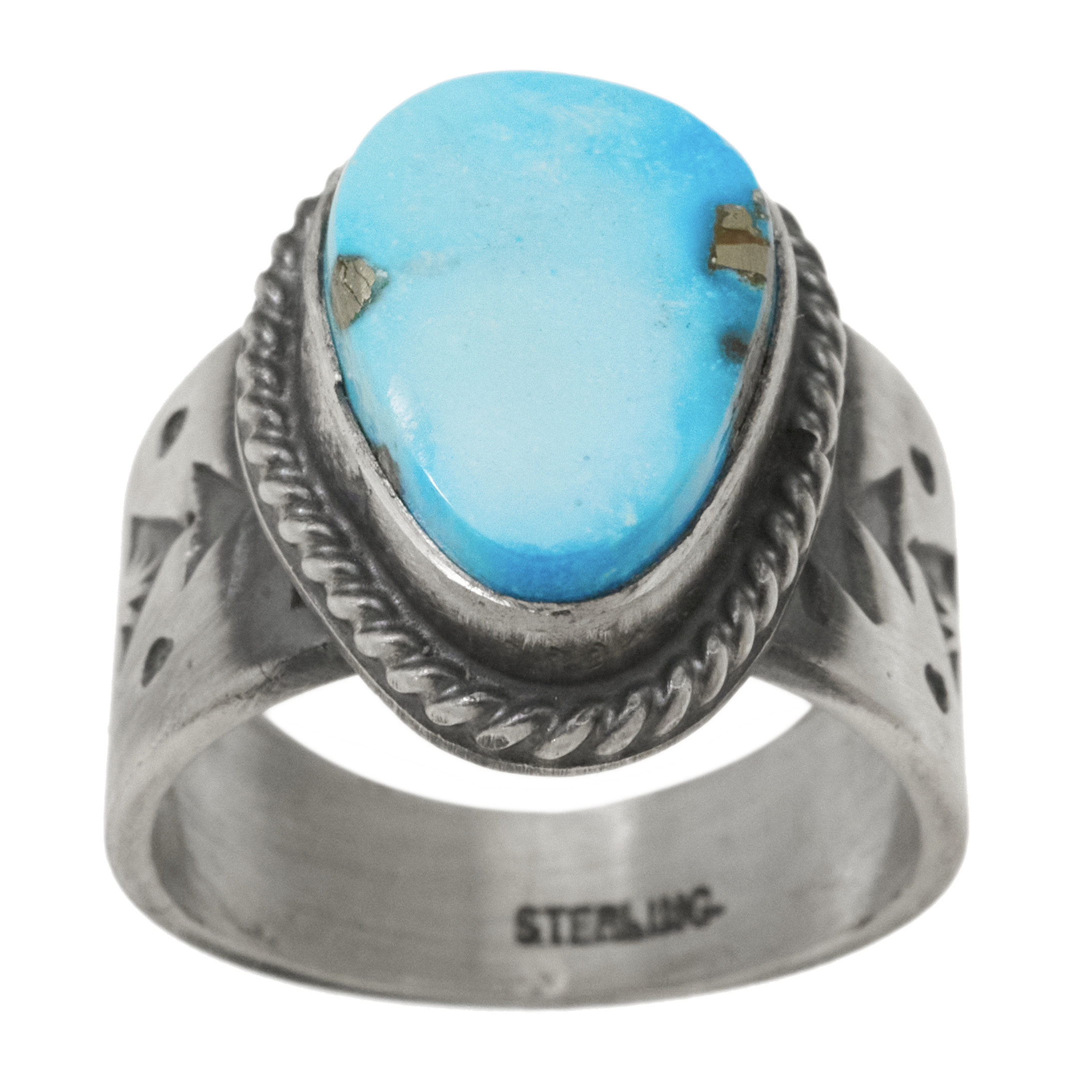 Bague Navajo pour homme BA1917 en turquoise et argent - Harpo Paris