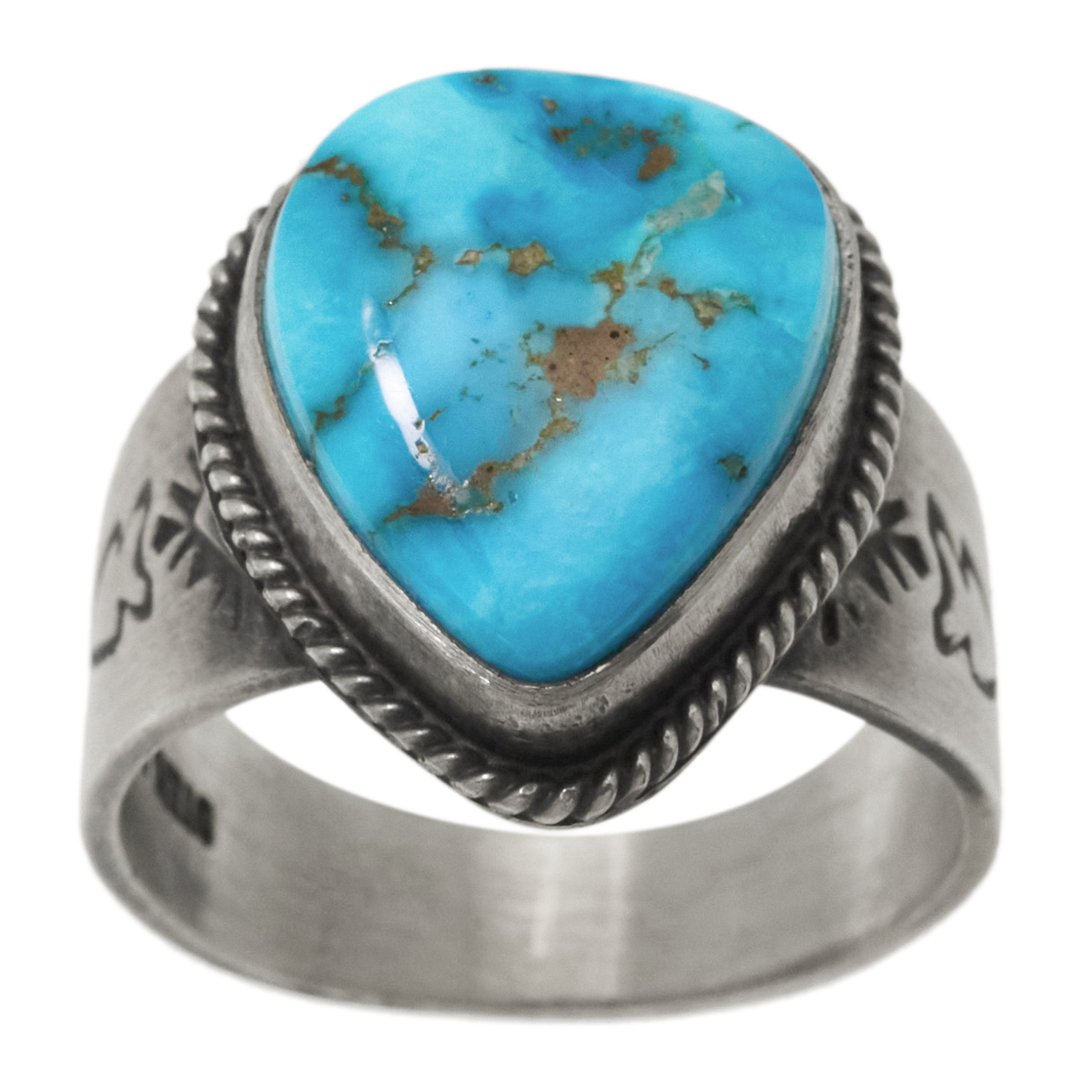 Bague Navajo pour homme BA1919 en turquoise et argent - Harpo Paris
