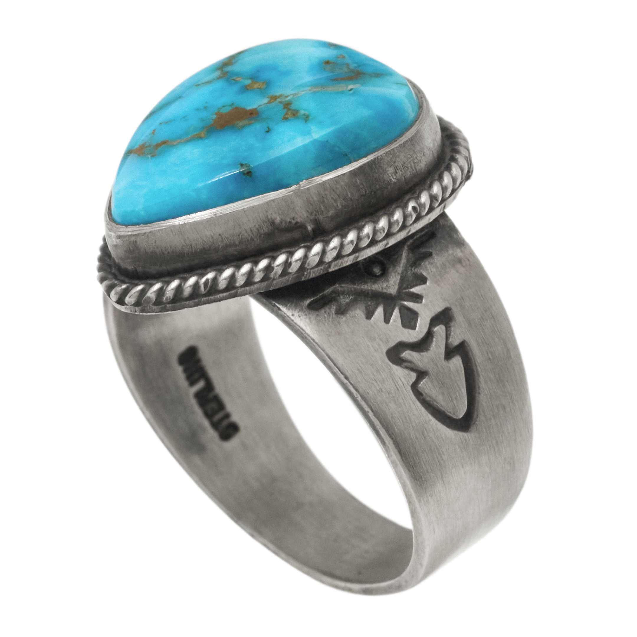 Navajo Ring for Men in Turquoise and Silver BA1919 - Harpo Paris