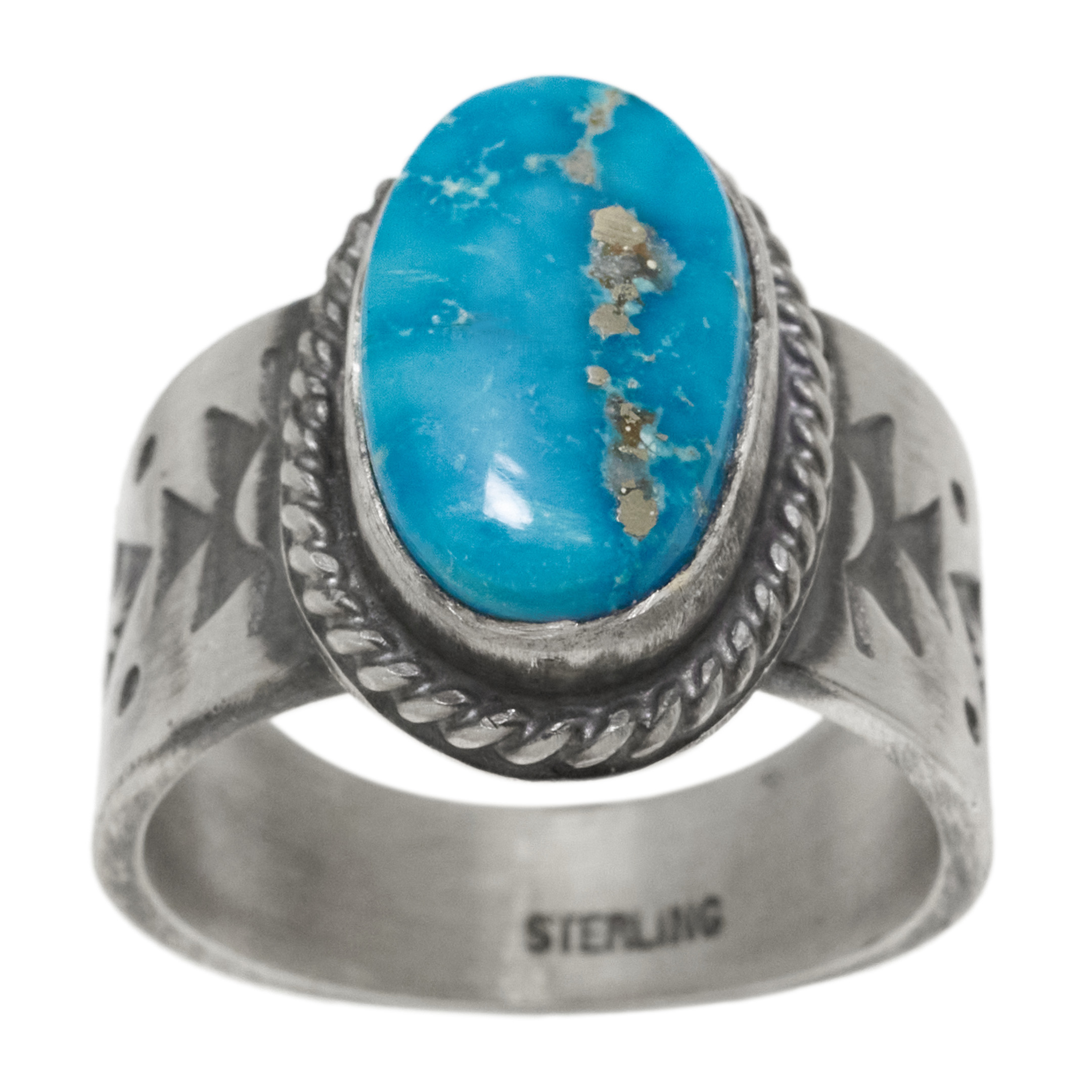 Bague Navajo pour homme BA1918 en turquoise et argent - Harpo Paris