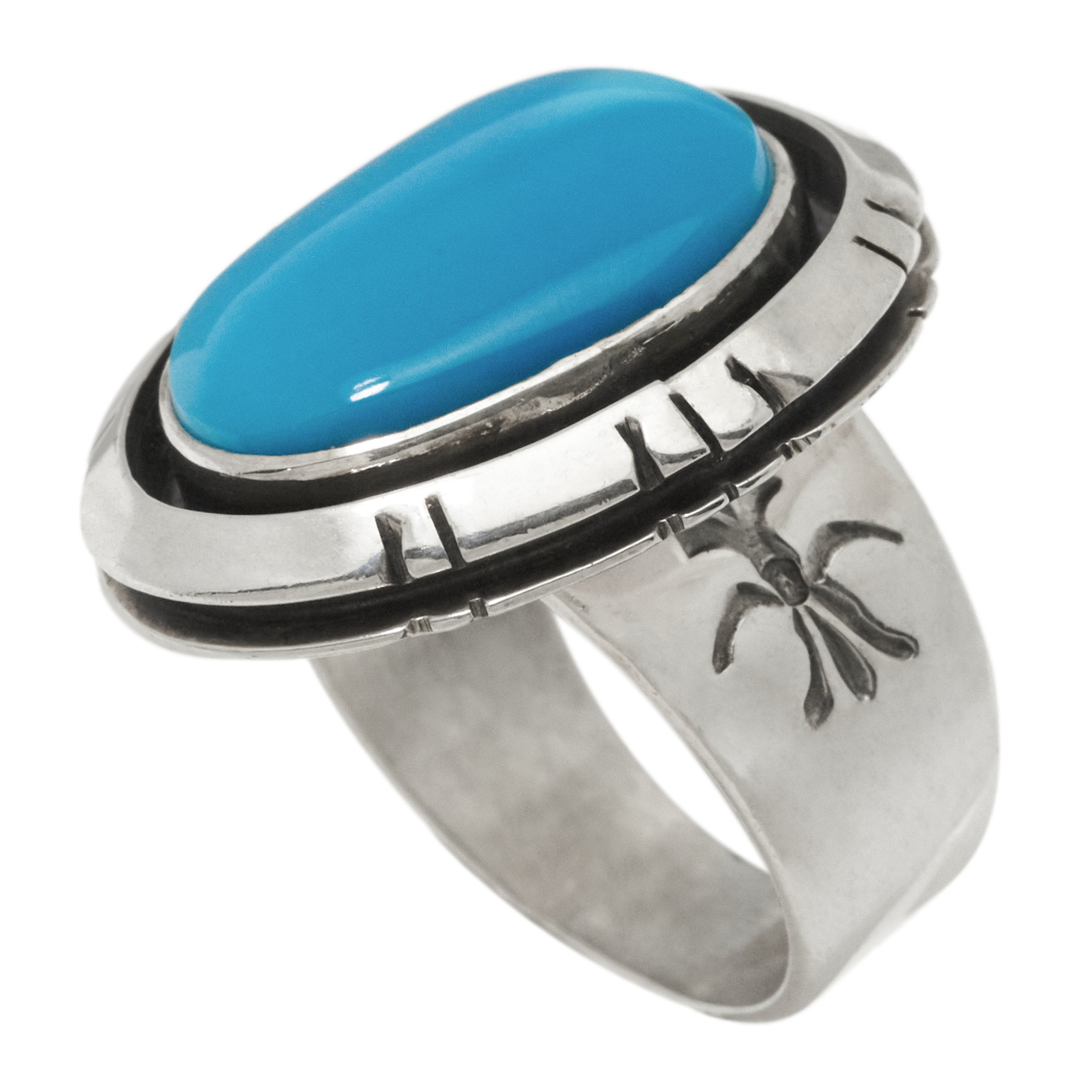 Bague Navajo pour homme BA1920 en turquoise et argent - Harpo Paris