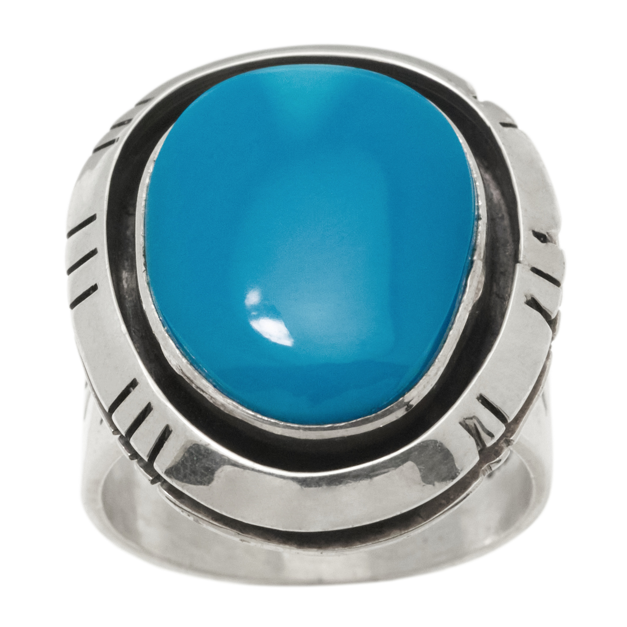 Bague Navajo pour homme BA1920 en turquoise et argent - Harpo Paris
