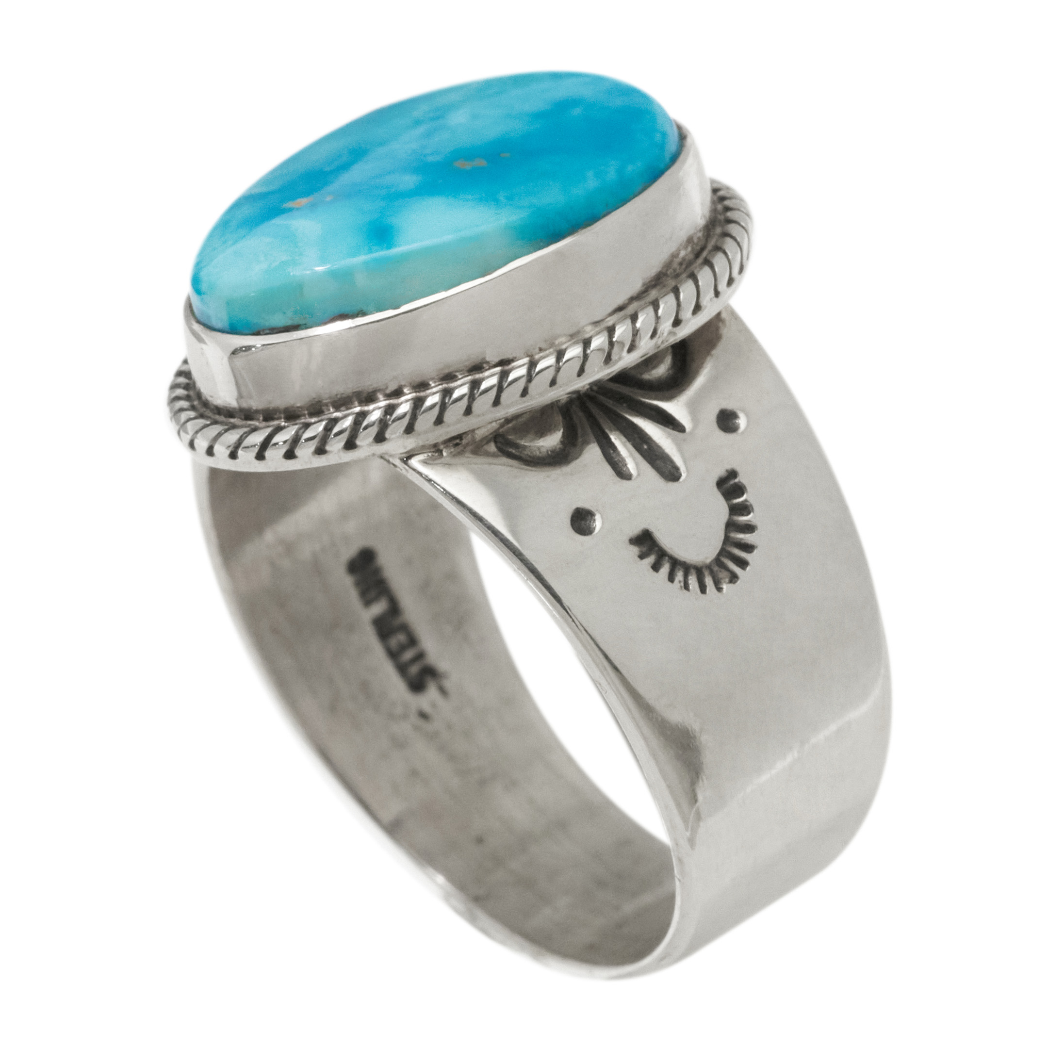 Navajo Ring for Men in Turquoise and Silver BA1922 - Harpo Paris
