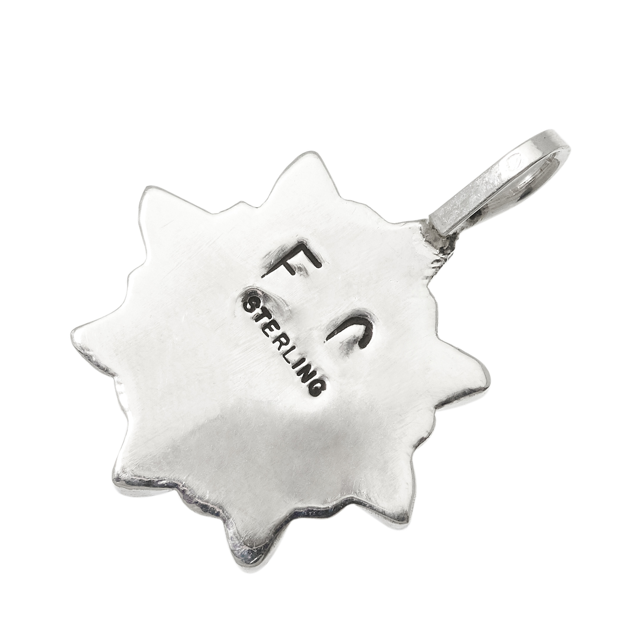 Pendentif fleur en turquoise et argent PE674 - Harpo Paris