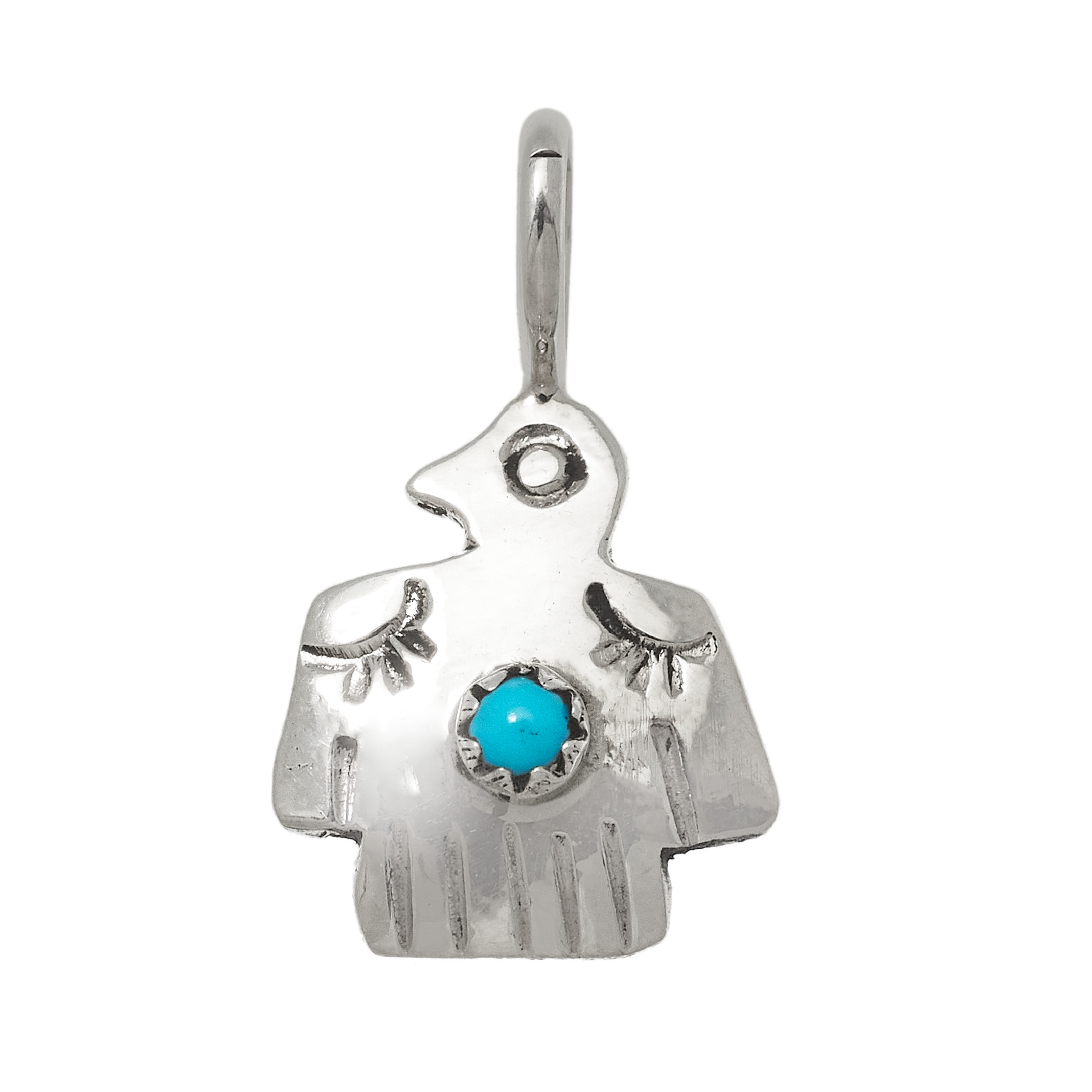 Pendentif Thunder Bird en turquoise et argent PE677 - Harpo Paris