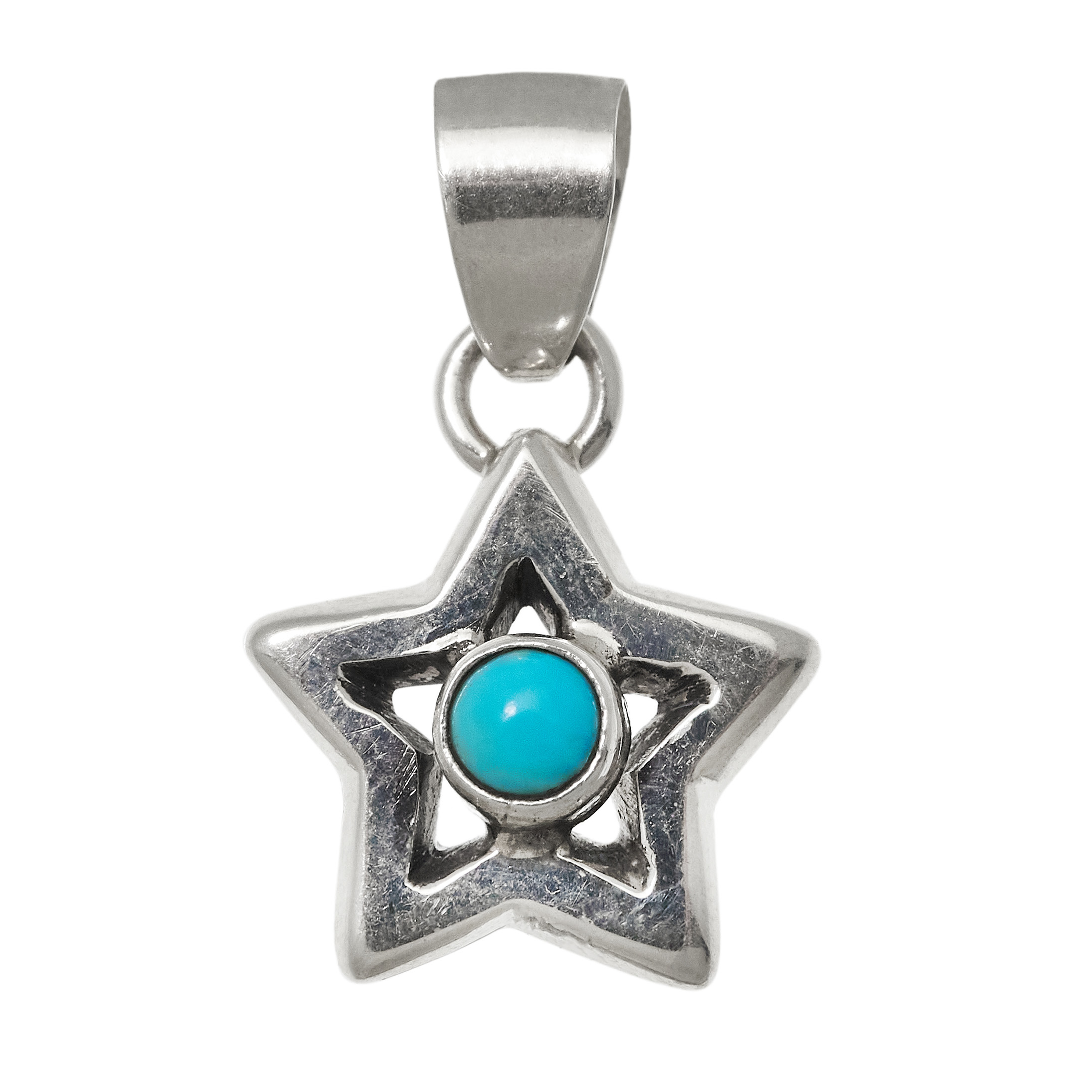 star Pendant turquoise set in silver PE677 - Harpo Paris