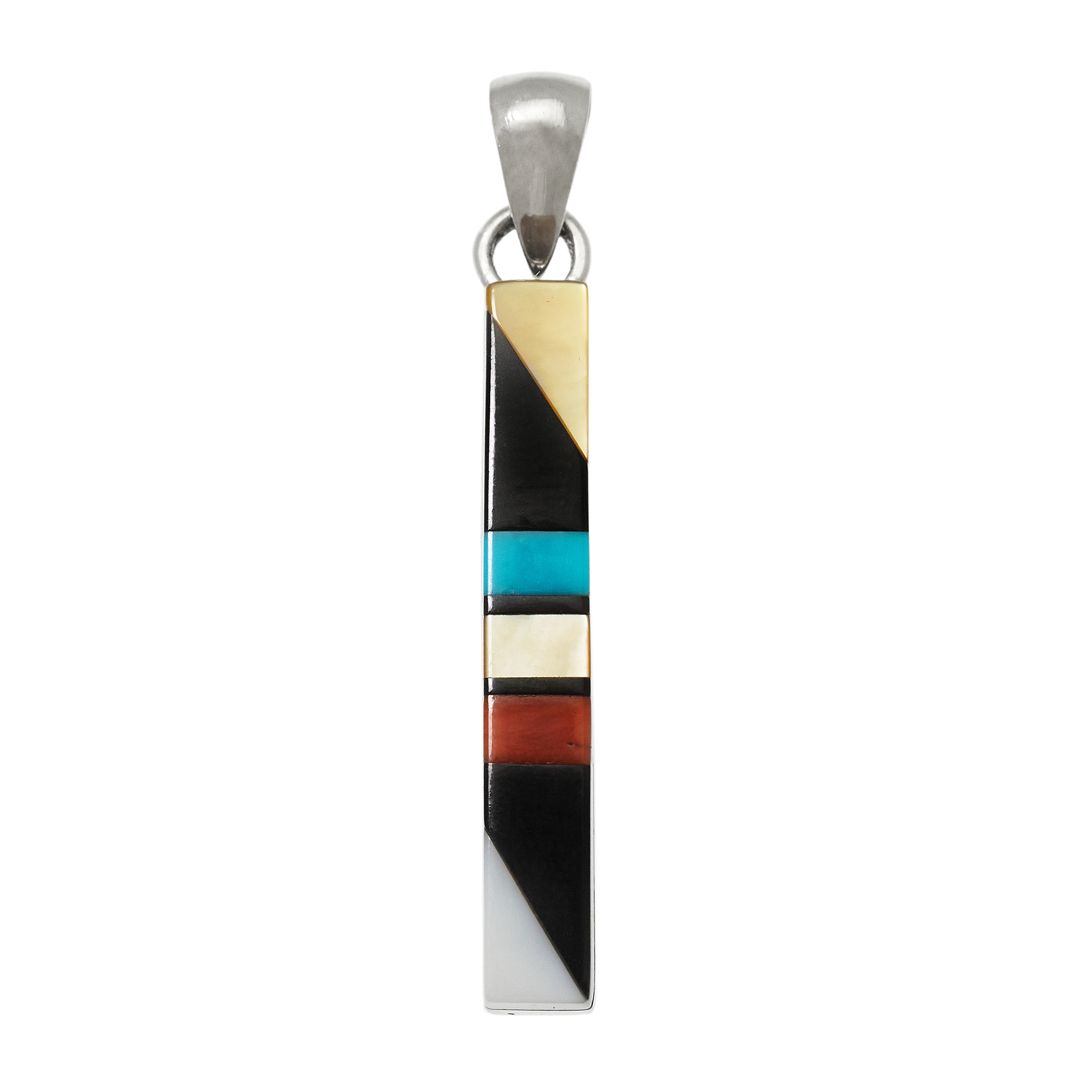 Pendentif Zuni marqueterie et argent PE680 - Harpo Paris