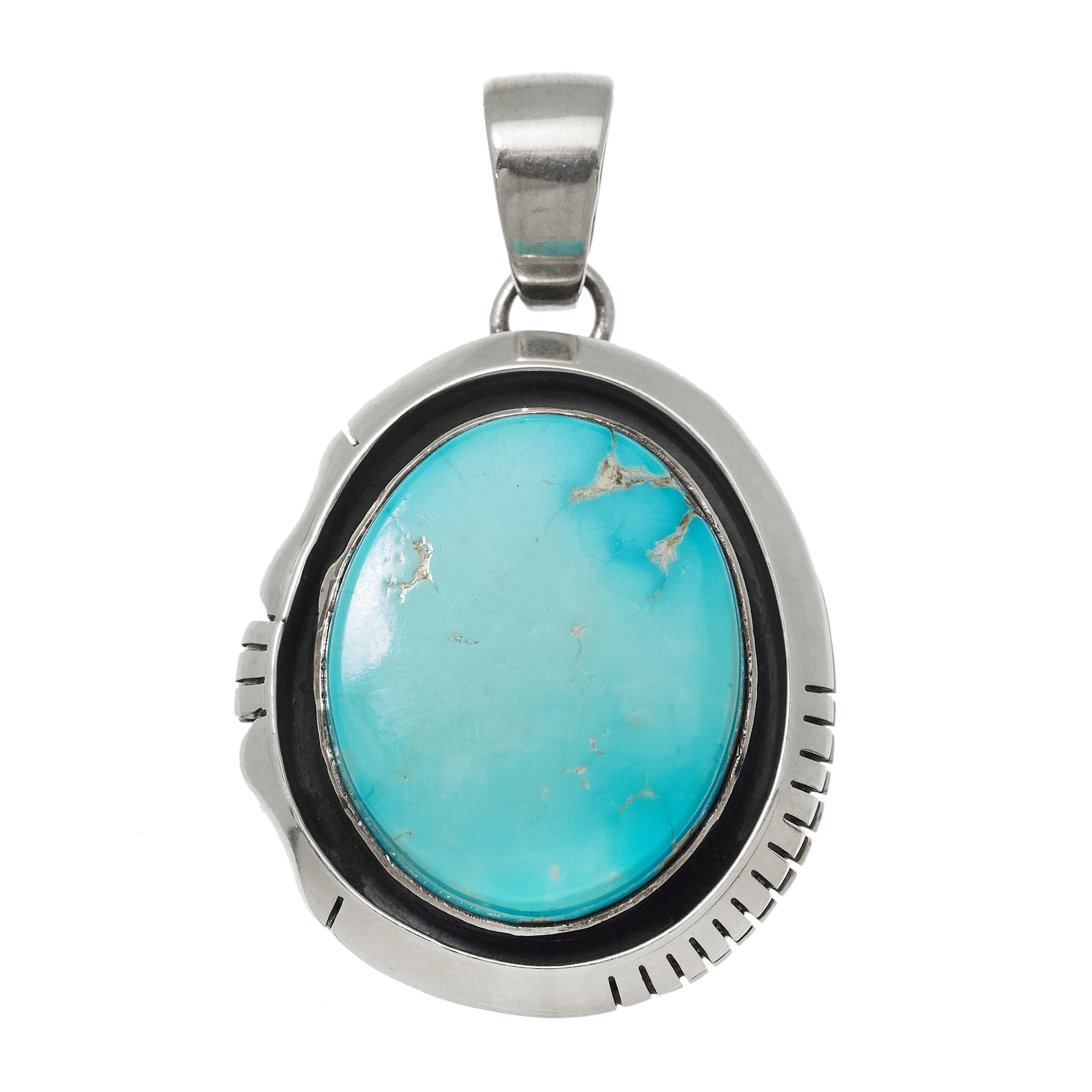 Pendentif Navajo turquoise et argent PE684 - Harpo Paris