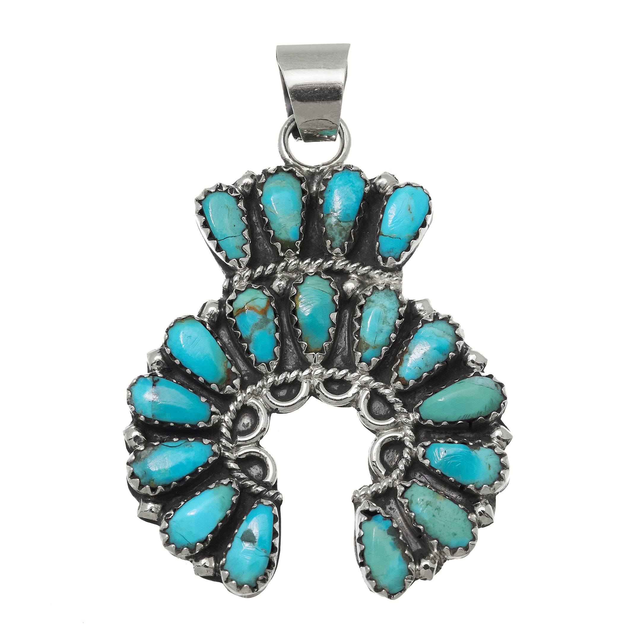 Pendentif Naja en turquoises et argent PE686 - Harpo Paris