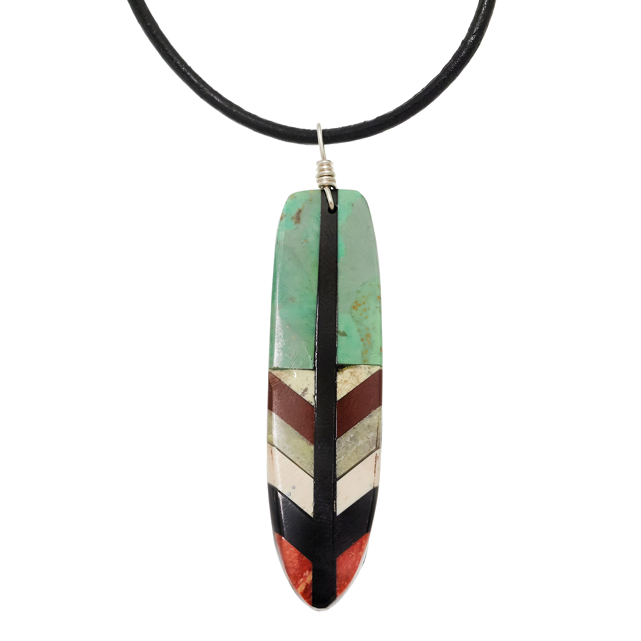 Feather inlay pendant PE693 - Harpo Paris