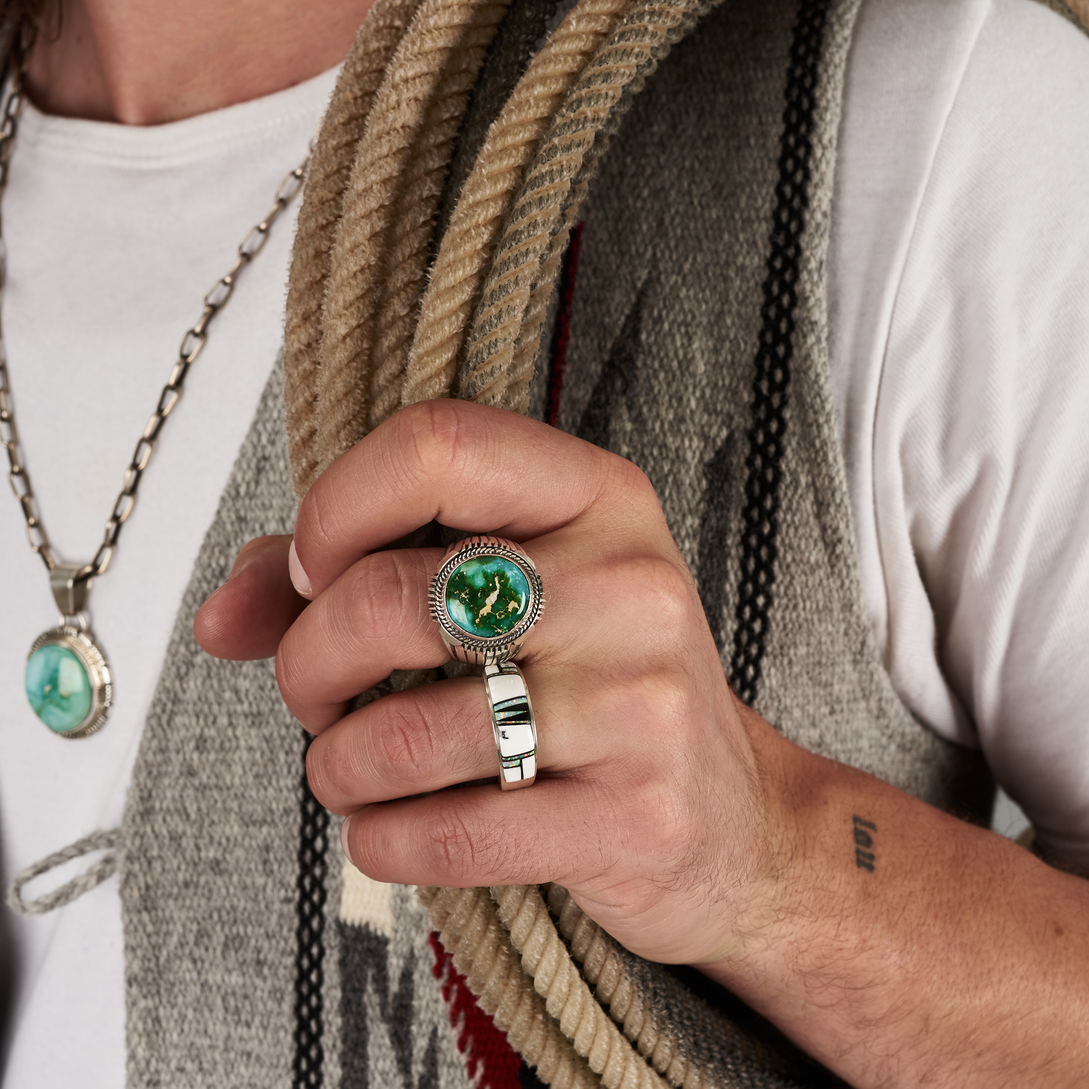 Pendentif turquoise Navajo unisexe PE673 - Harpo Paris