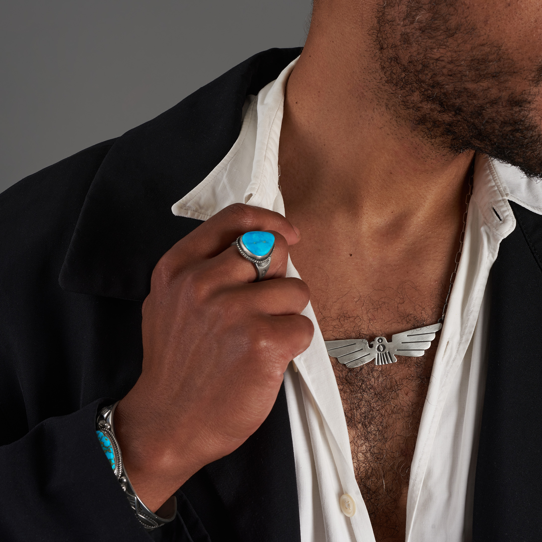 Collier aigle et argent CO290 - Harpo Paris
