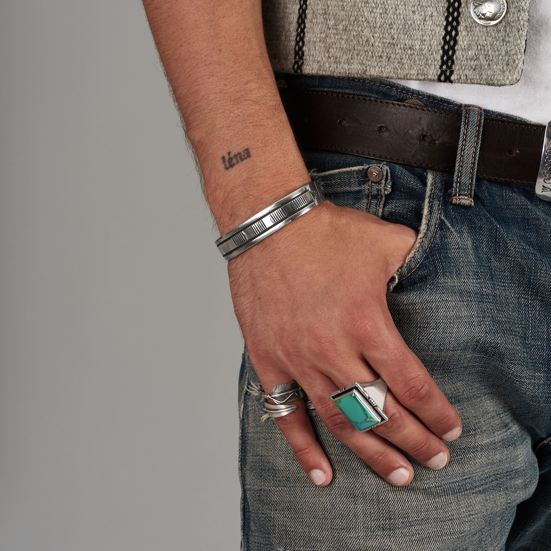 Navajo bracelet for men in silver BR555 - Harpo Paris