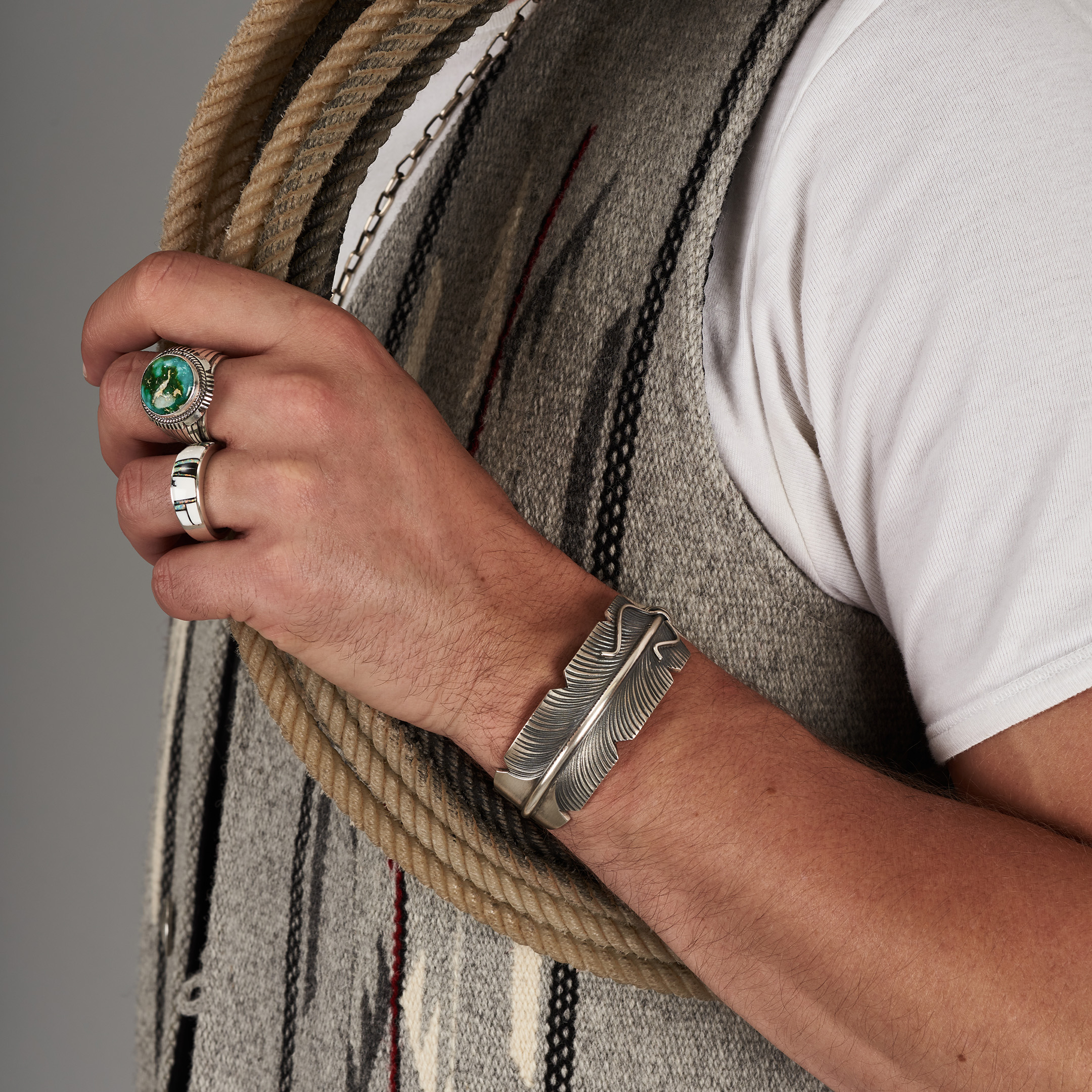 Navajo Silver Feather Bracelet BR956 – Harpo Paris