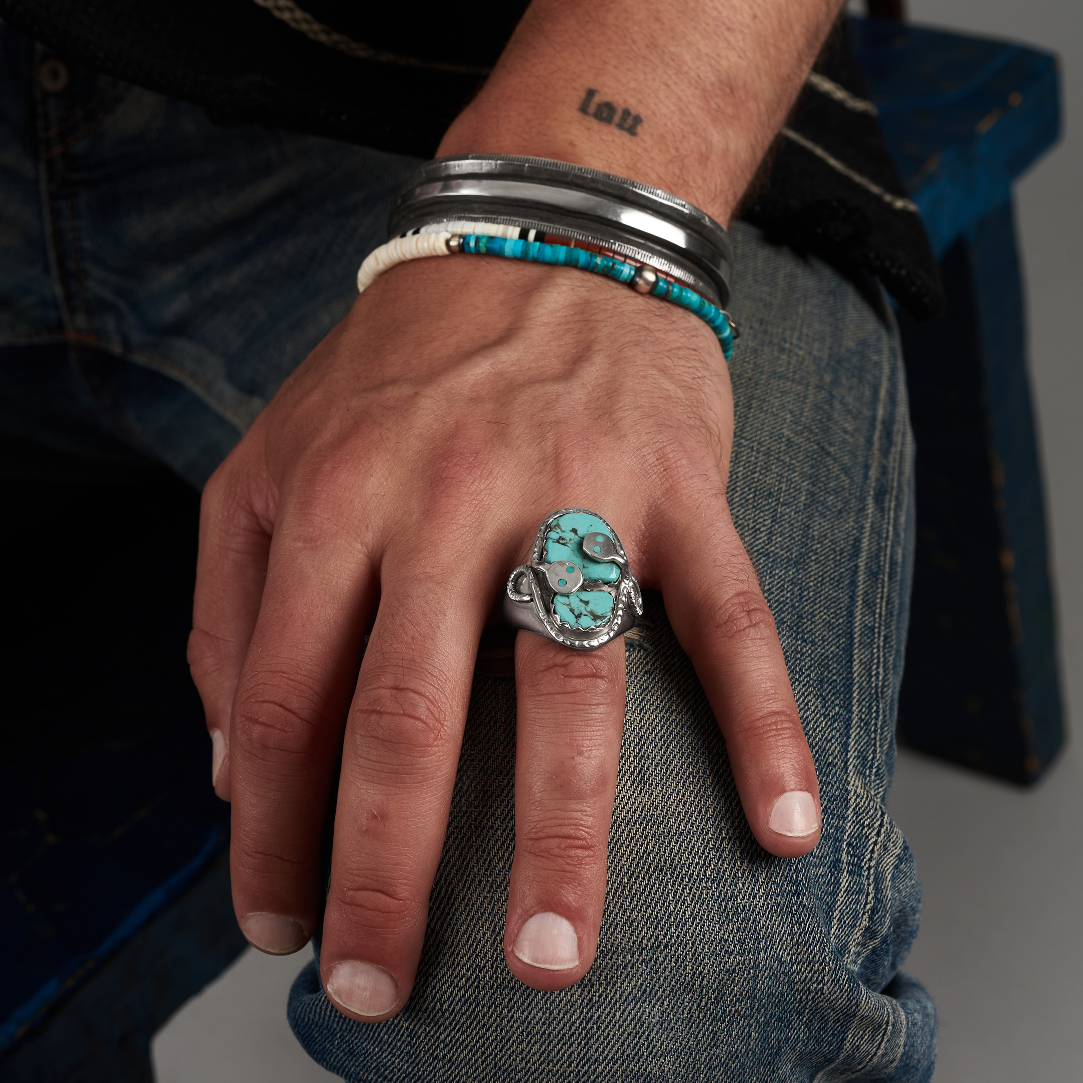 Turquoise and silver ring BA1780 - Harpo Paris
