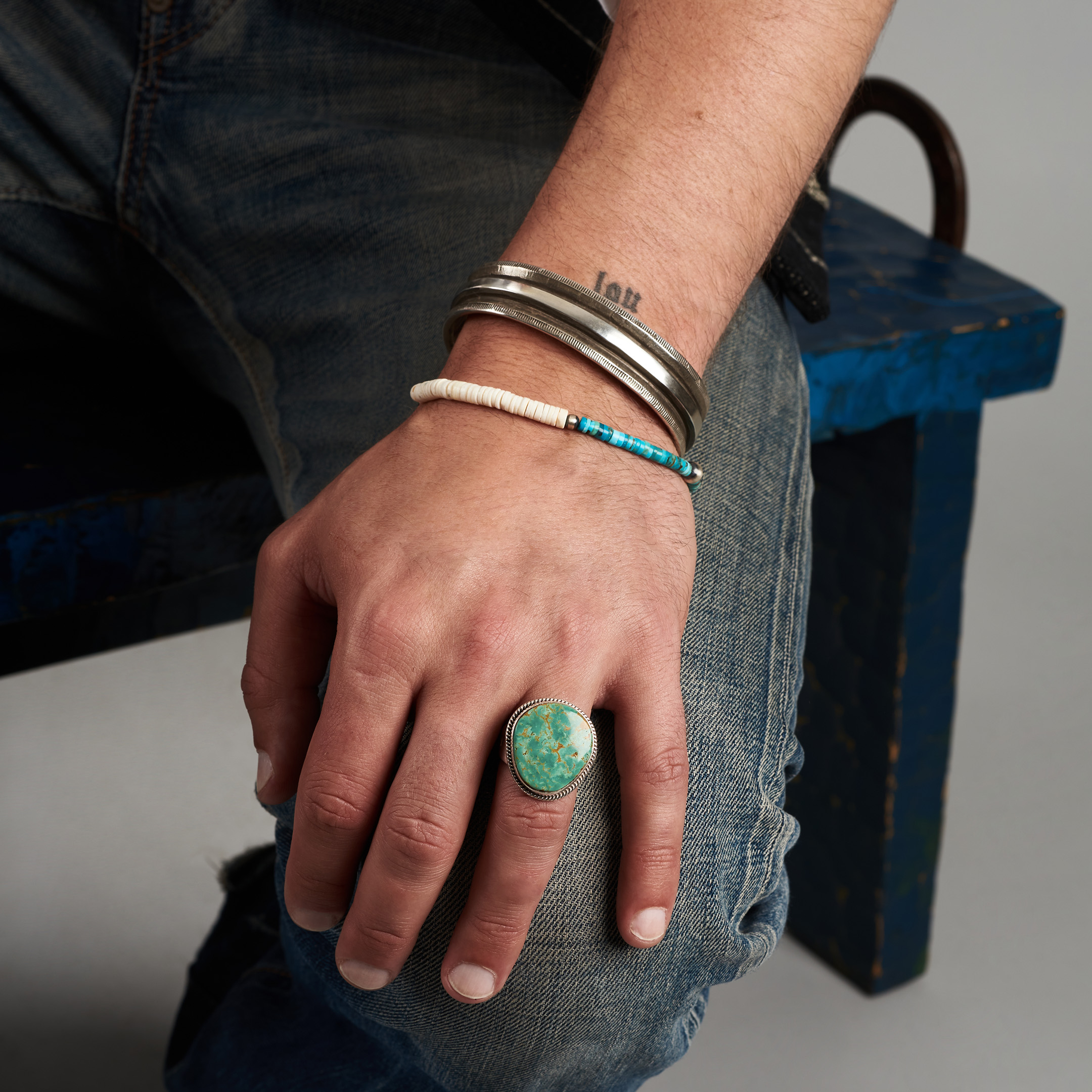 Turquoise and Silver Ring BA1870 - Harpo Paris