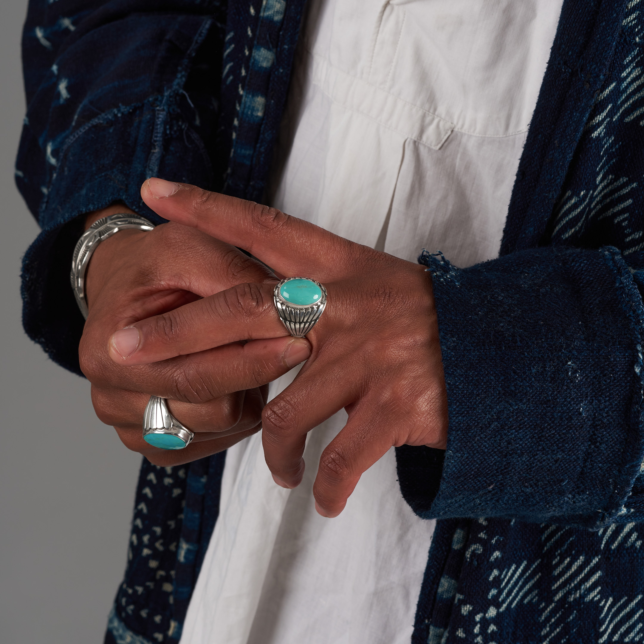 Navajo Turquoise and Silver Ring BA1876 - Harpo Paris
