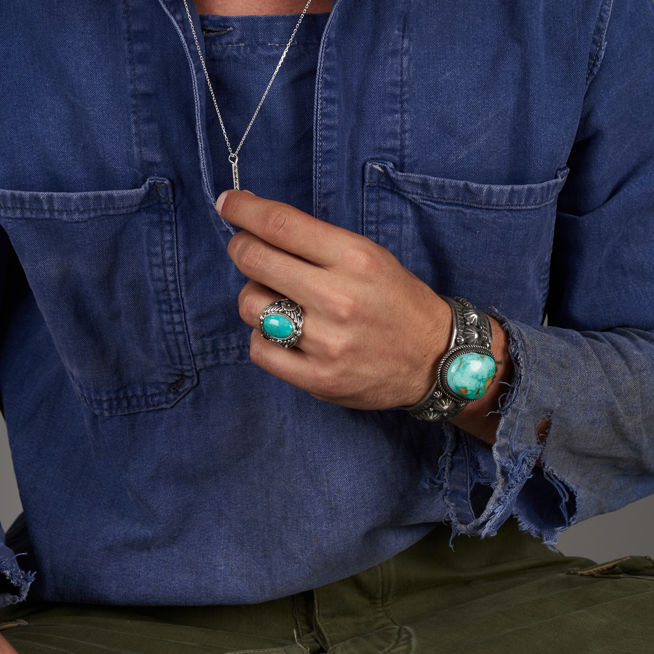 Turquoise and silver ring BA1878 - Harpo Paris