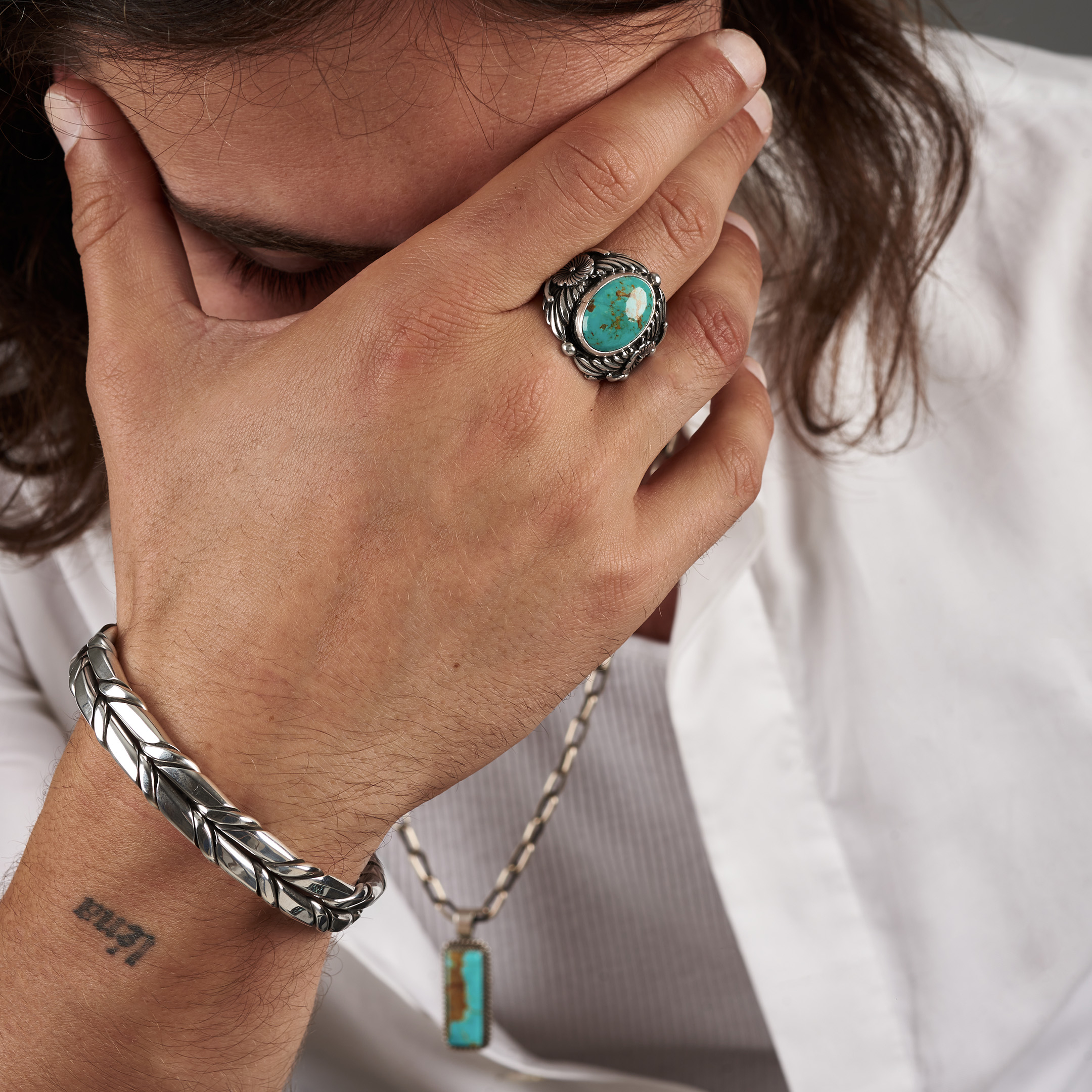 Bague Navajo turquoise et argent BA1880 - Harpo Paris