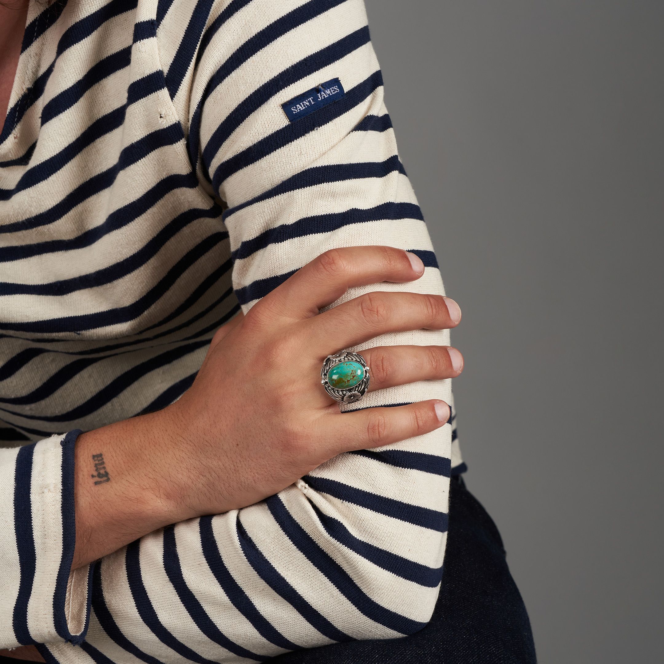 Turquoise and silver ring BA1882 - Harpo Paris
