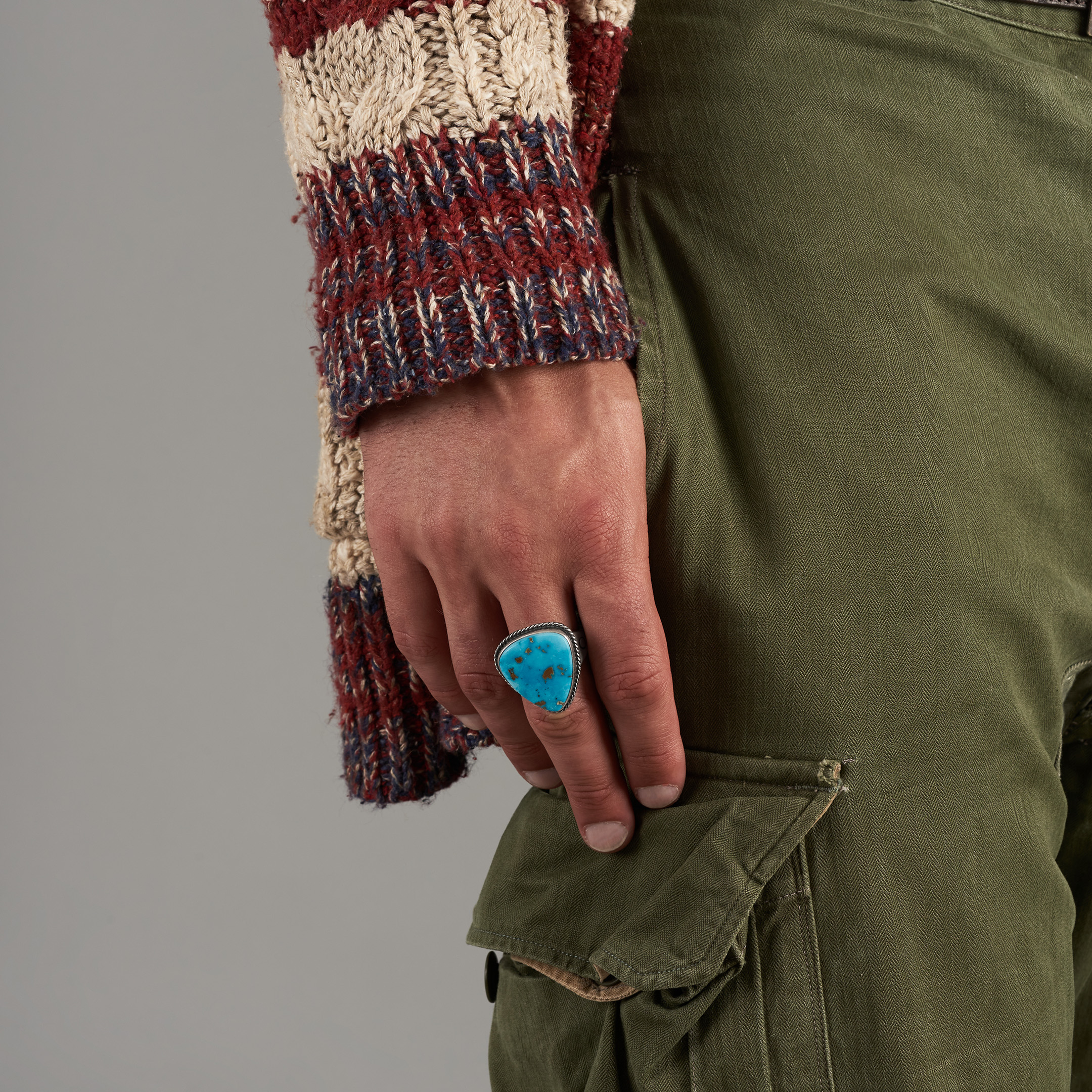 Bague Navajo pour homme BA1911 en turquoise et argent - Harpo Paris