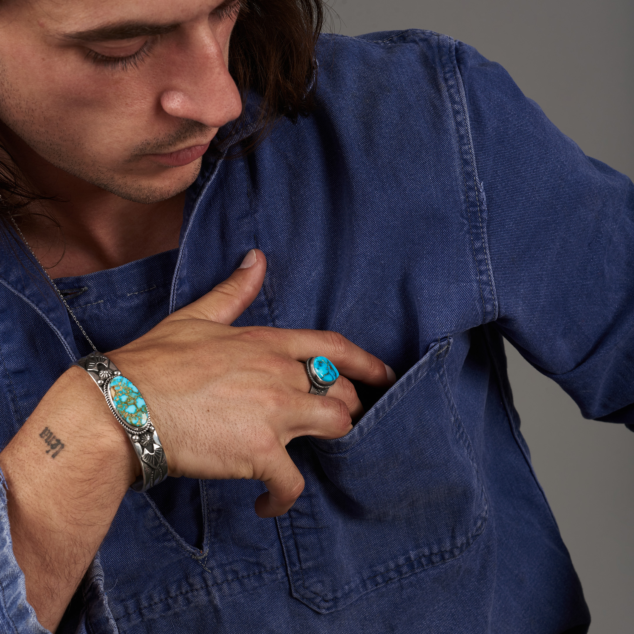 Turquoise and silver ring BA1919 - Harpo Paris