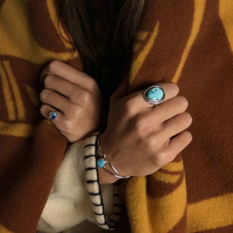 Bracelet Navajo pour femme BRw17 en argent et turquoise - Harpo Paris