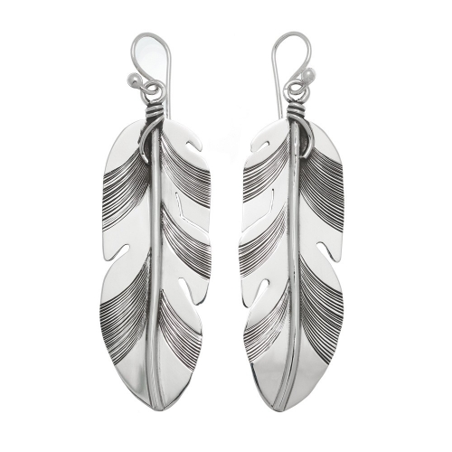 Earrings BOw27 feathers in silver -  Harpo Paris