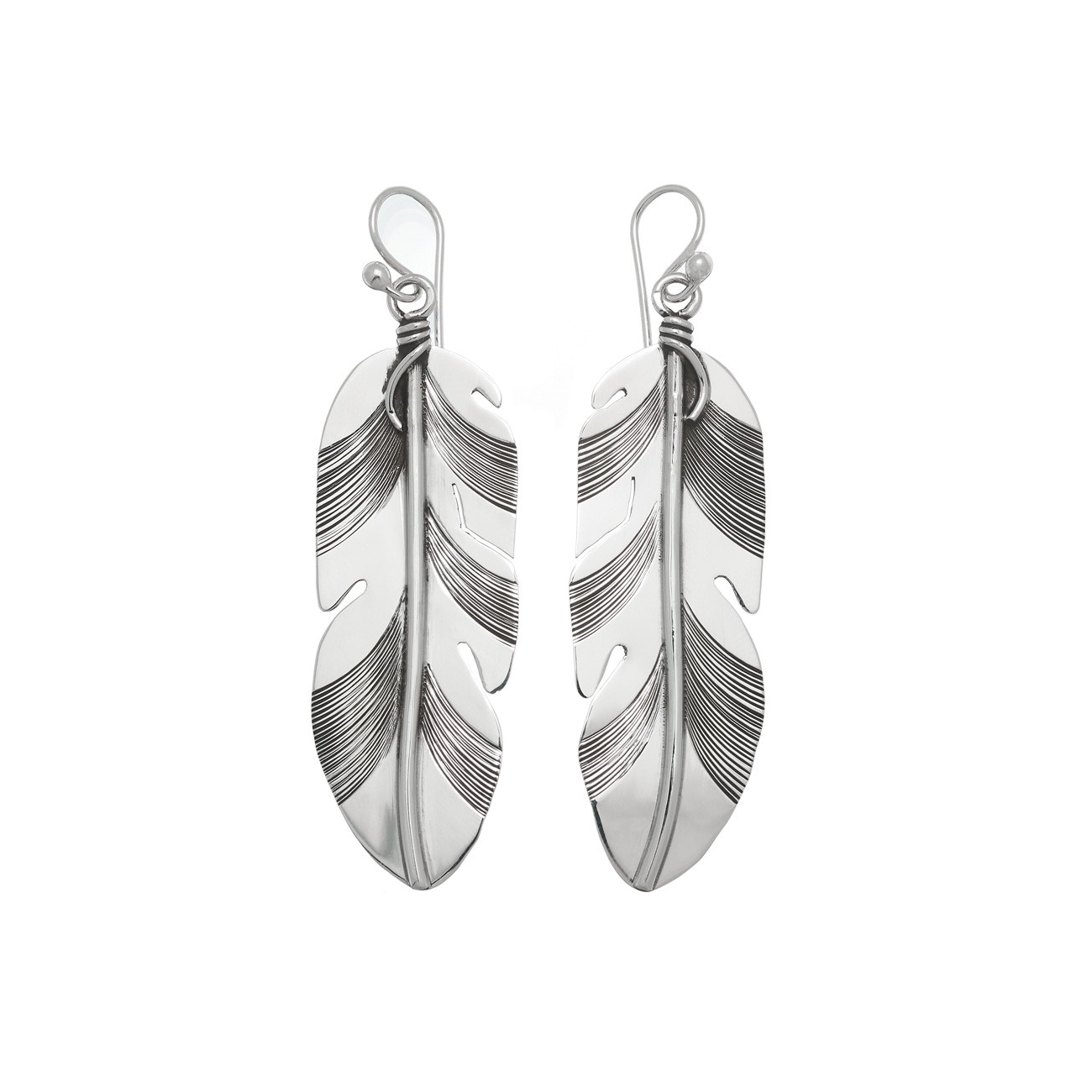 Boucles d'oreilles BOw27 plumes en argent - Harpo Paris