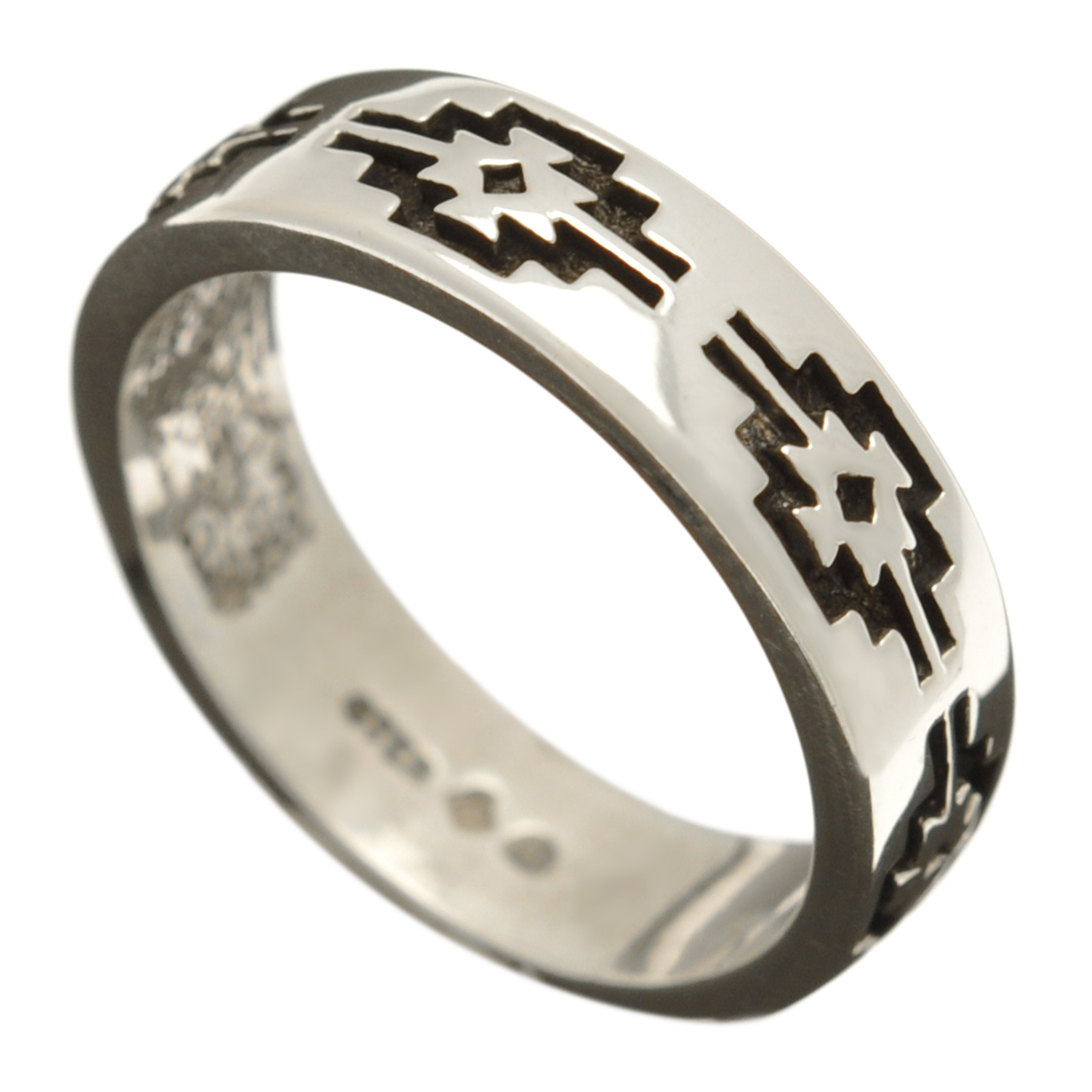 Ring for men and women in silver with rug patterns, R557 - Harpo Paris