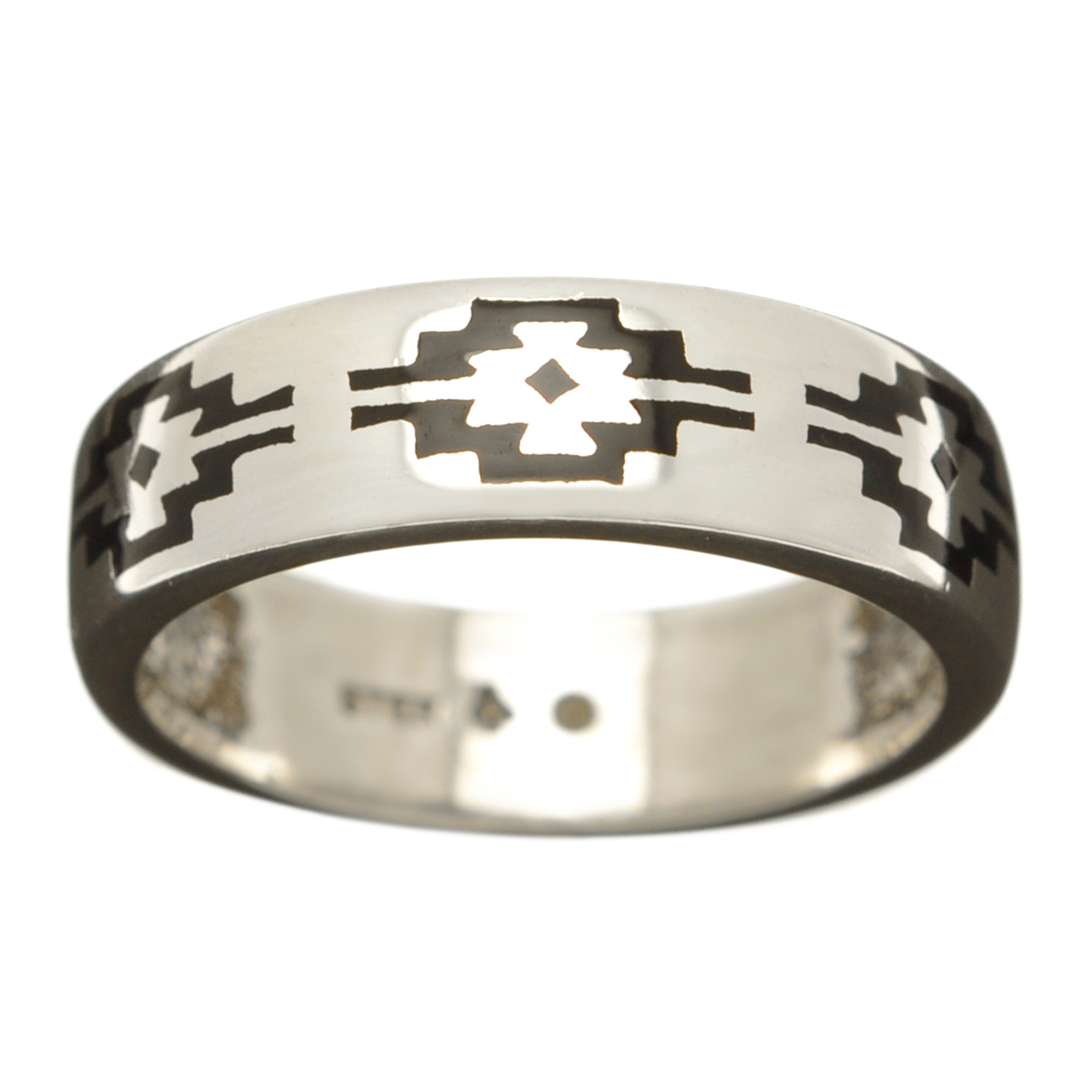 Ring for men and women in silver with rug patterns, R557 - Harpo Paris